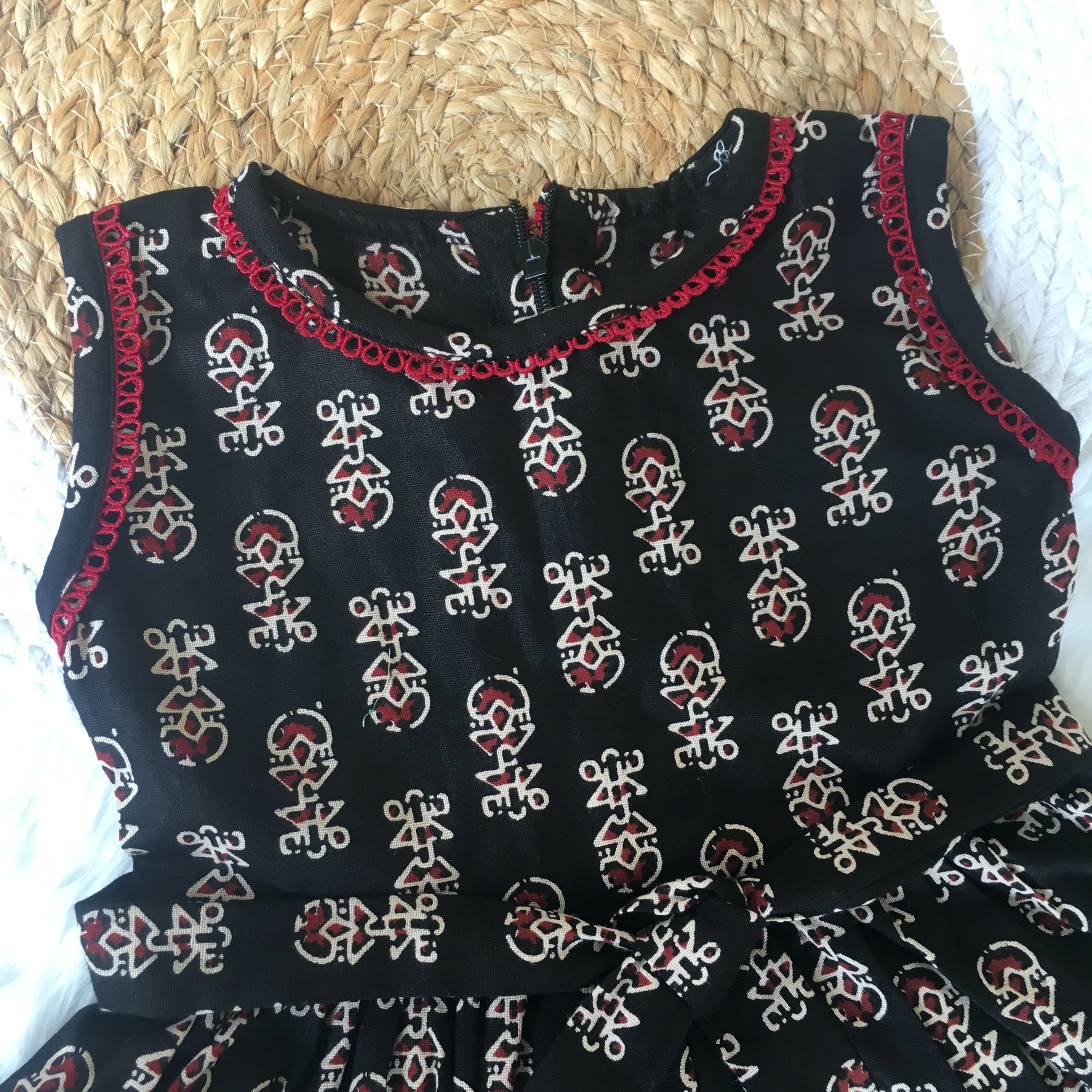 Baby Frock - Black Cream Ajrakh - Image 4