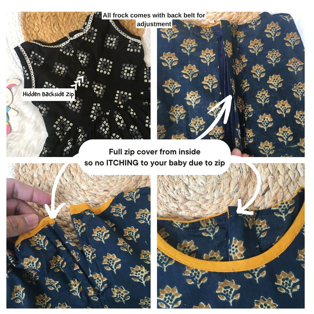 Baby Frock - Black Square Bandhani - Image 7