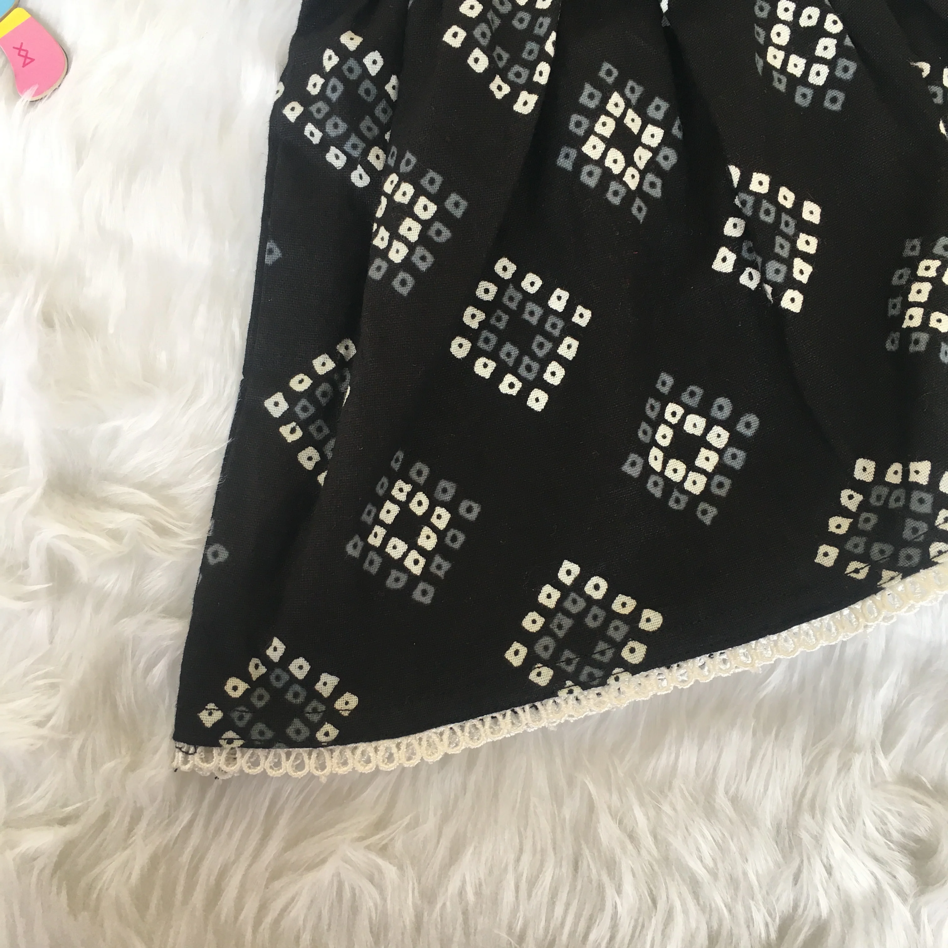 Baby Frock - Black Square Bandhani - Image 5