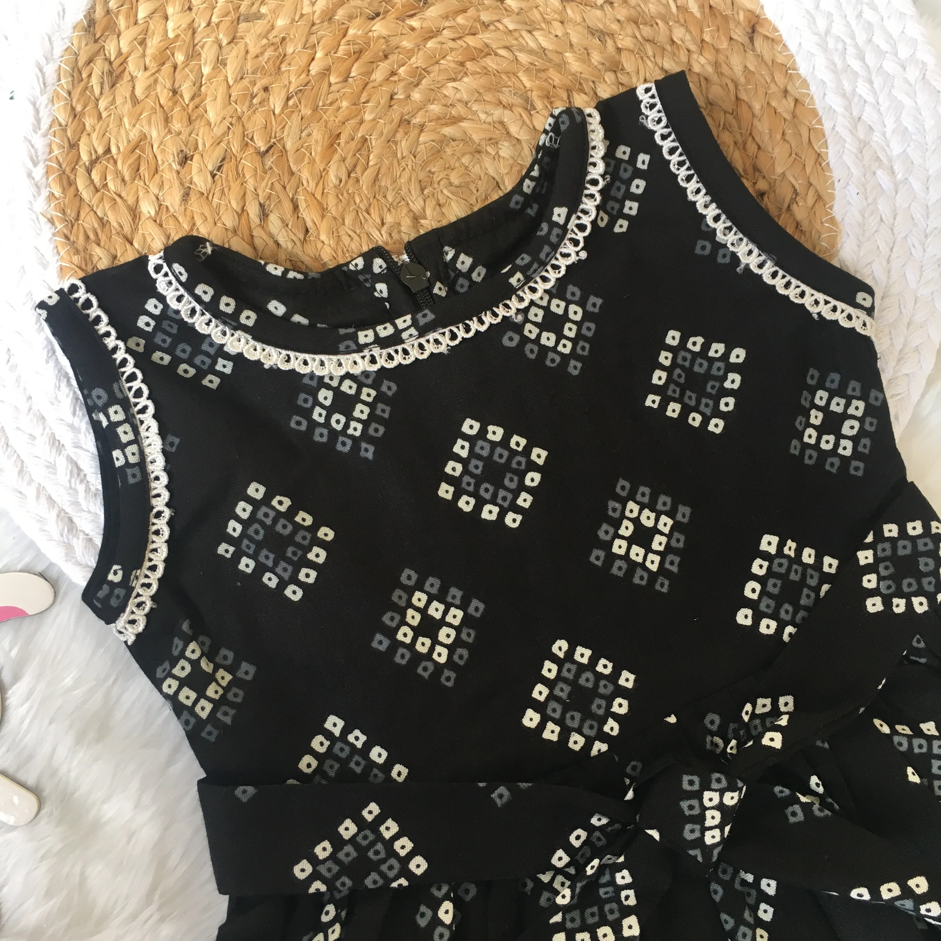 Baby Frock - Black Square Bandhani - Image 8