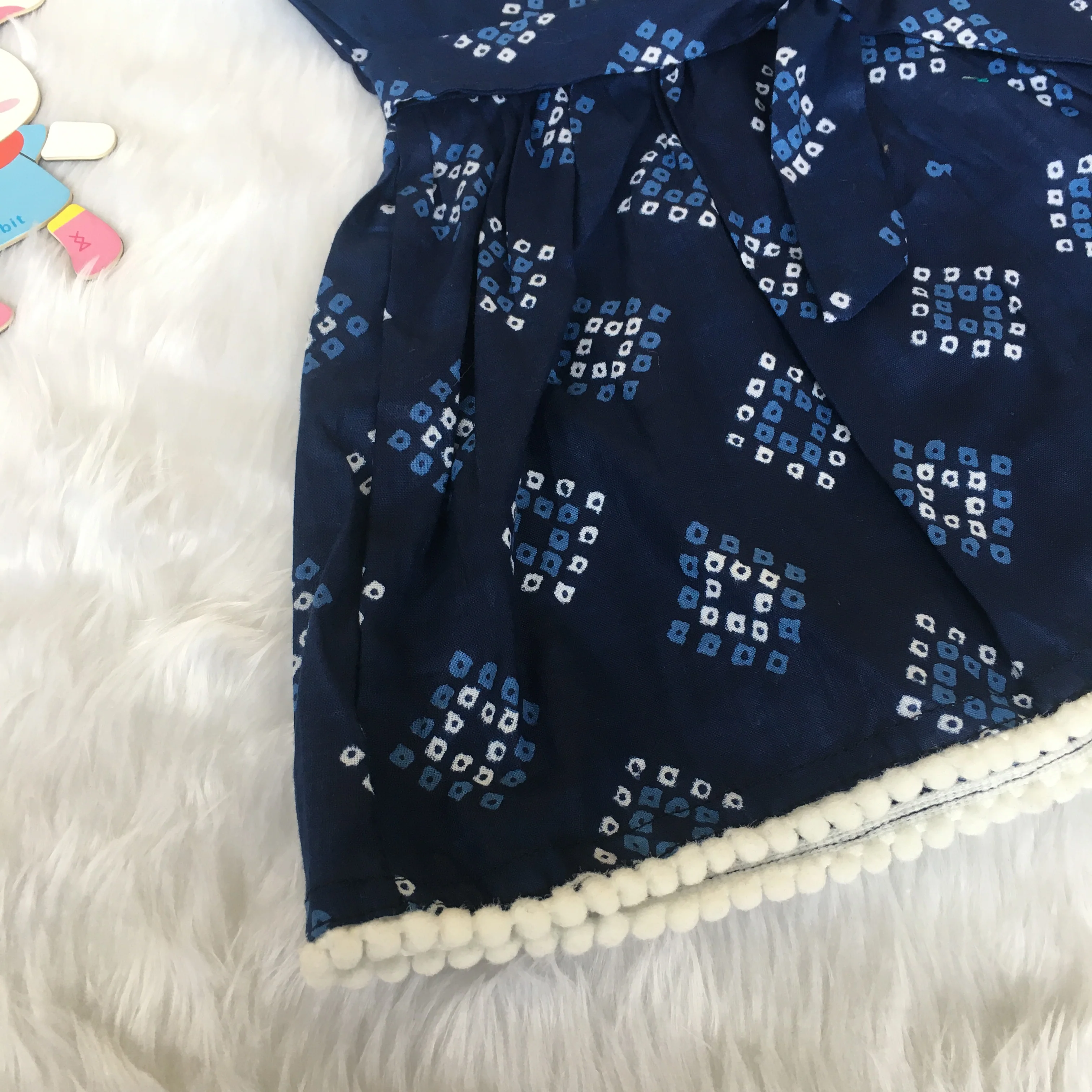 Baby Frock - Blue Square Bandhani - Image 5