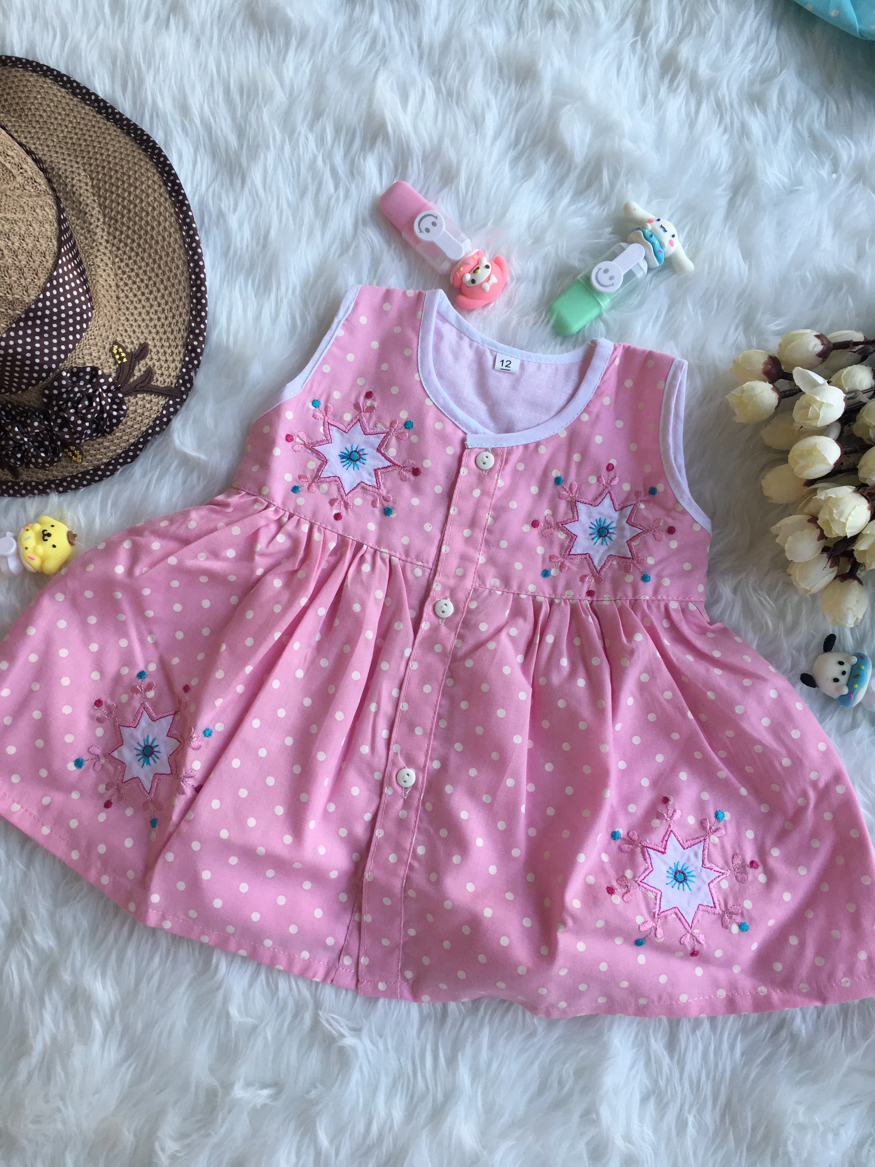 Baby Frock - Dno 816 - Baby Pink - Image 4