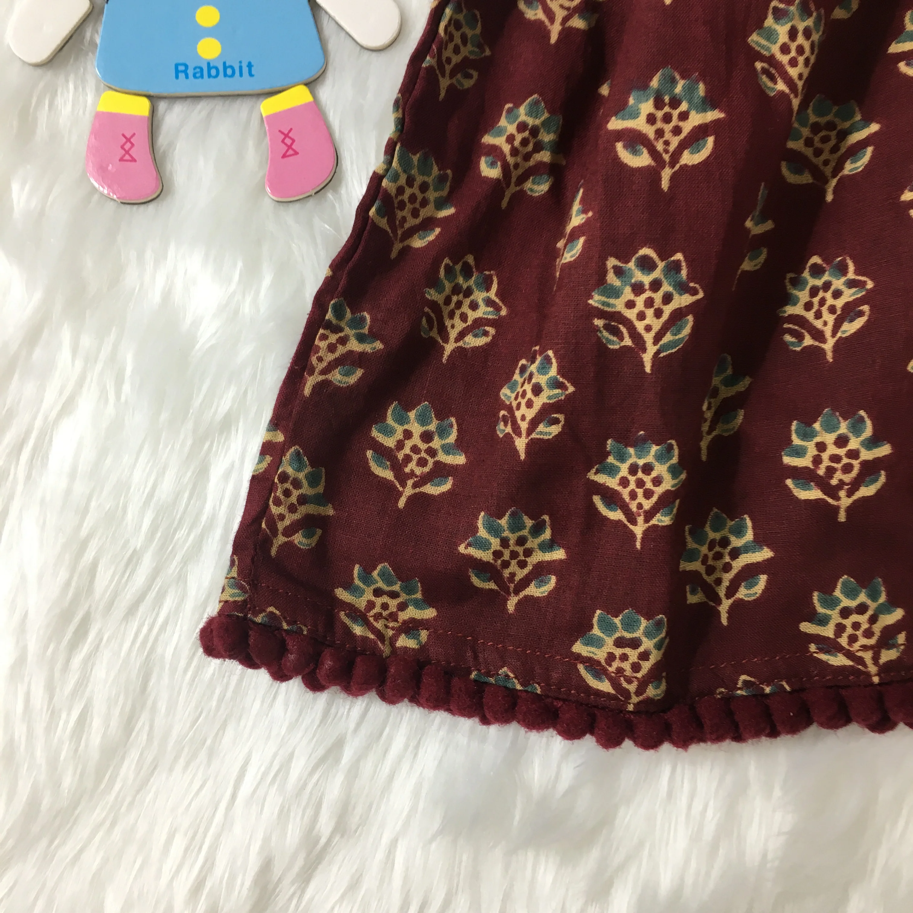 Baby Frock - Maroon Wine Flower - Image 7