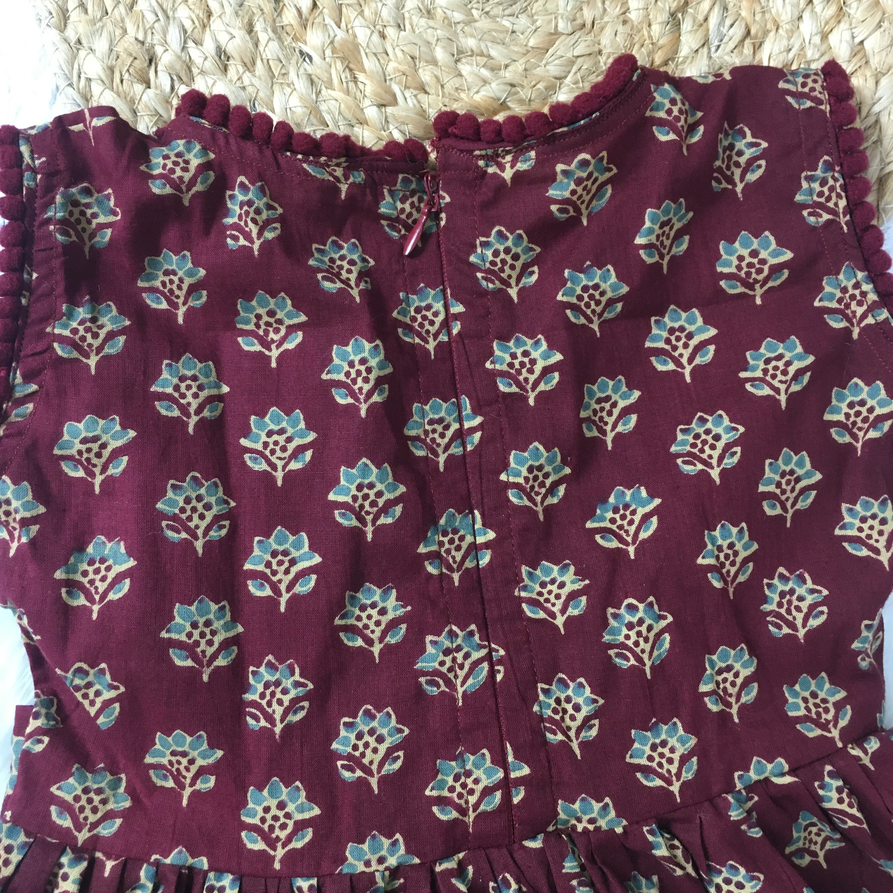 Baby Frock - Maroon Wine Flower - Image 8