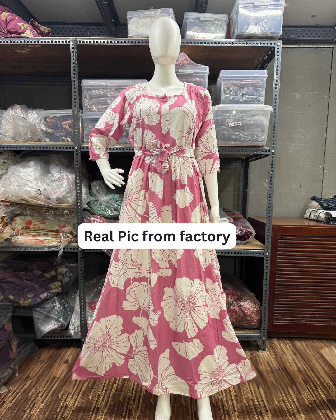 Baby Pink White Big Flower - Maternity Kurti with Feeding Zips - Soft Rayon - Image 6