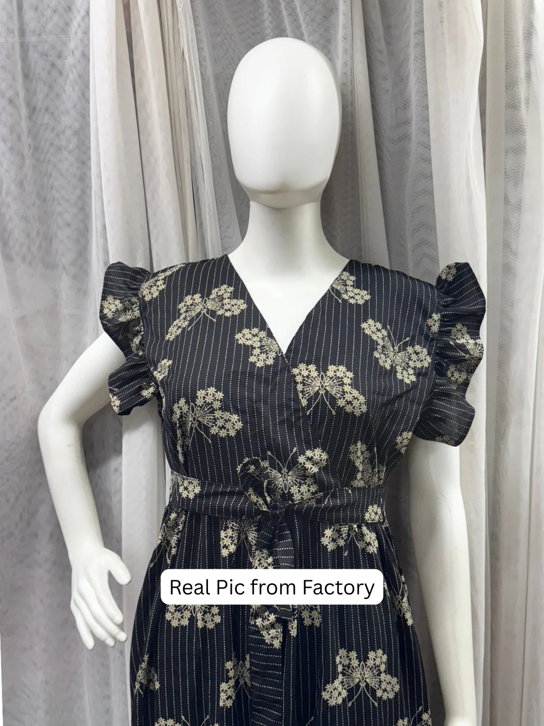 Black Butterfly - Sleevless Midi Dress - Soft Rayon - Image 8