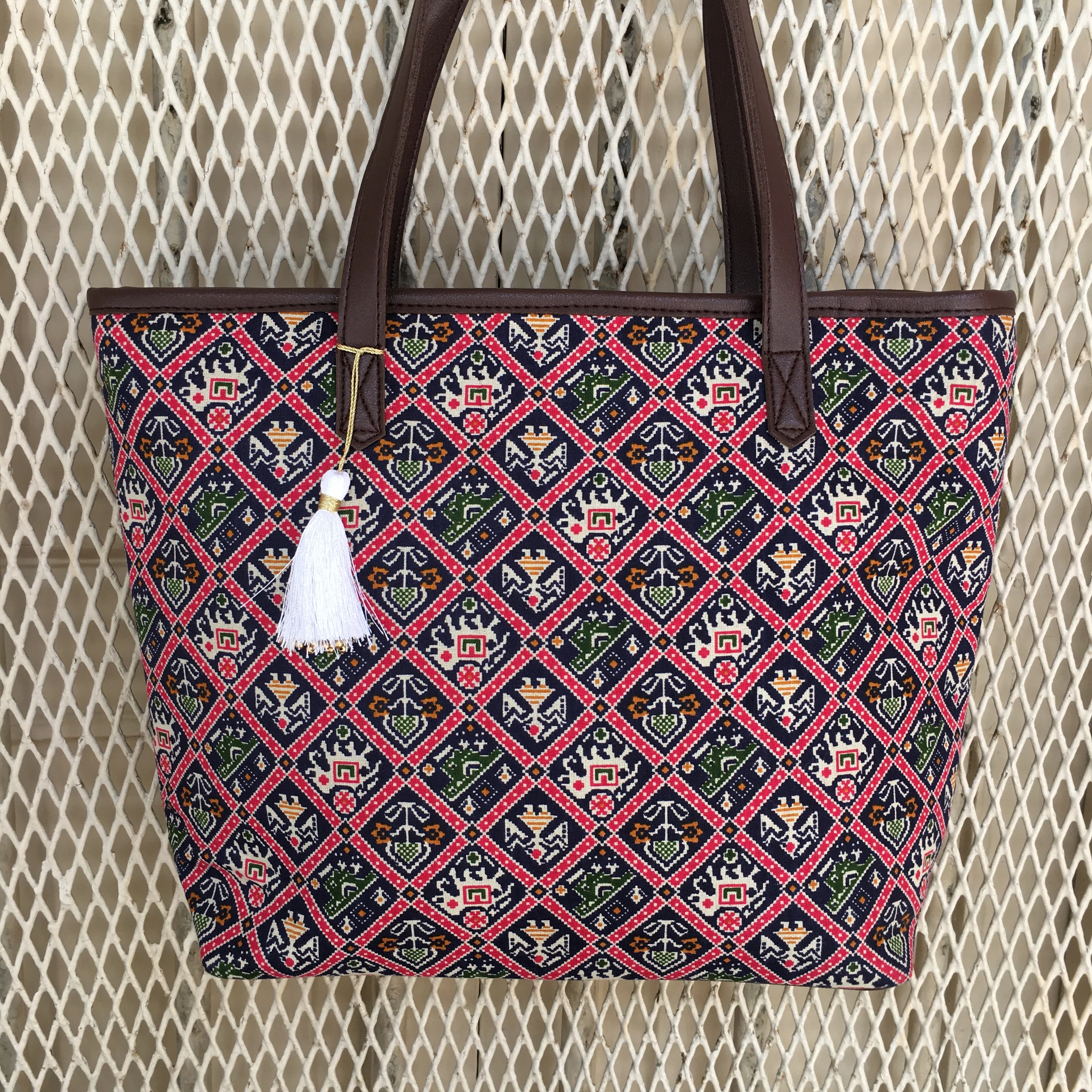 Blue Patola Prints - Printed Tote Bag - Image 3