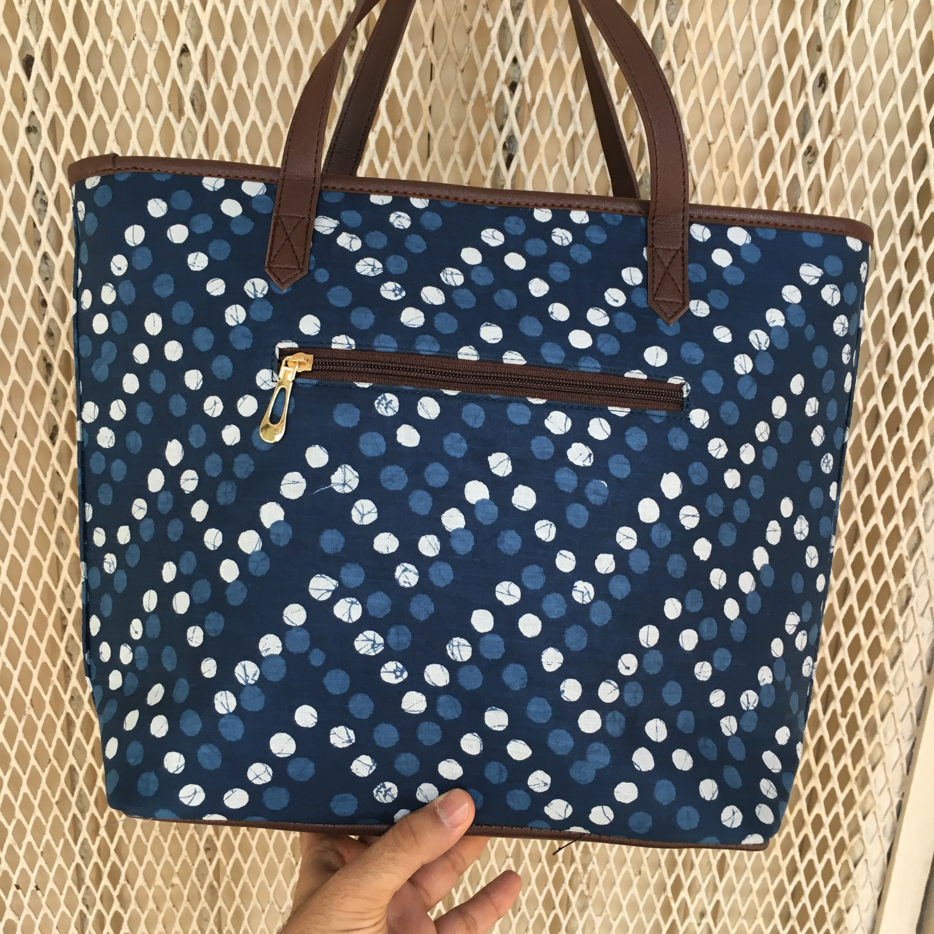 Blue Polka Dots - Printed Tote Bag - Image 3