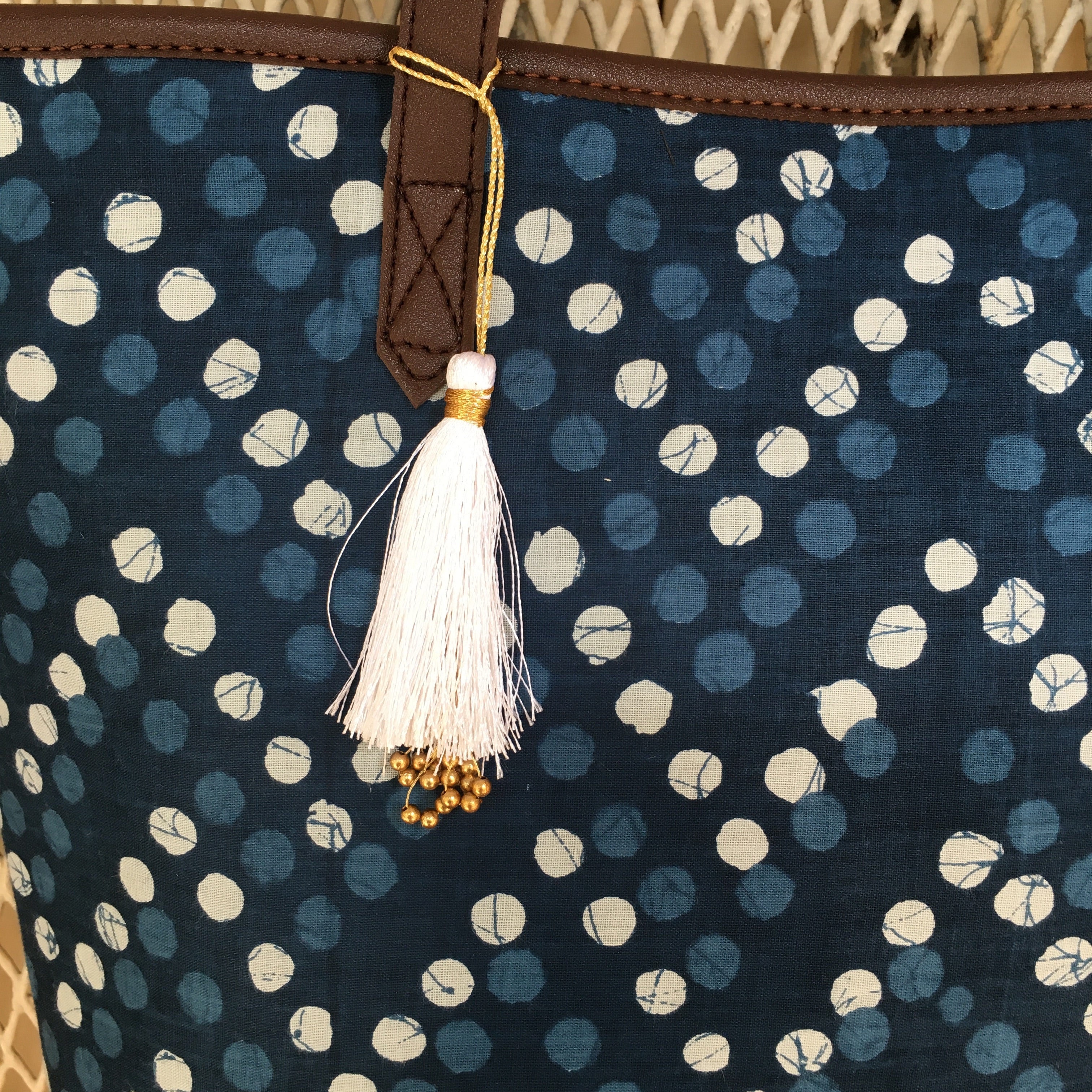 Blue Polka Dots - Printed Tote Bag - Image 4