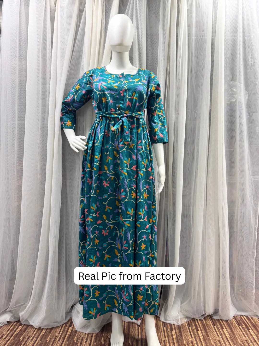 Daisy Sea Green - Maternity Dress with Feeding Zips - Pure Cotton - Image 8