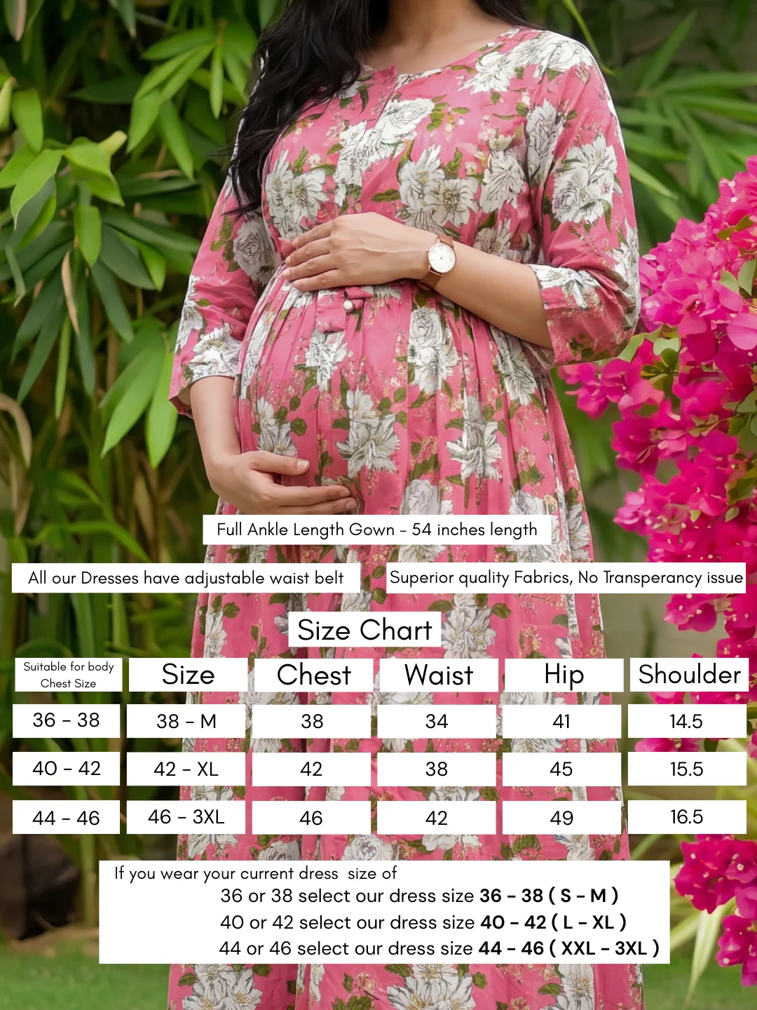 Exotic Pink - Maternity Dress with Feeding Zips - Pure Cotton - Image 5