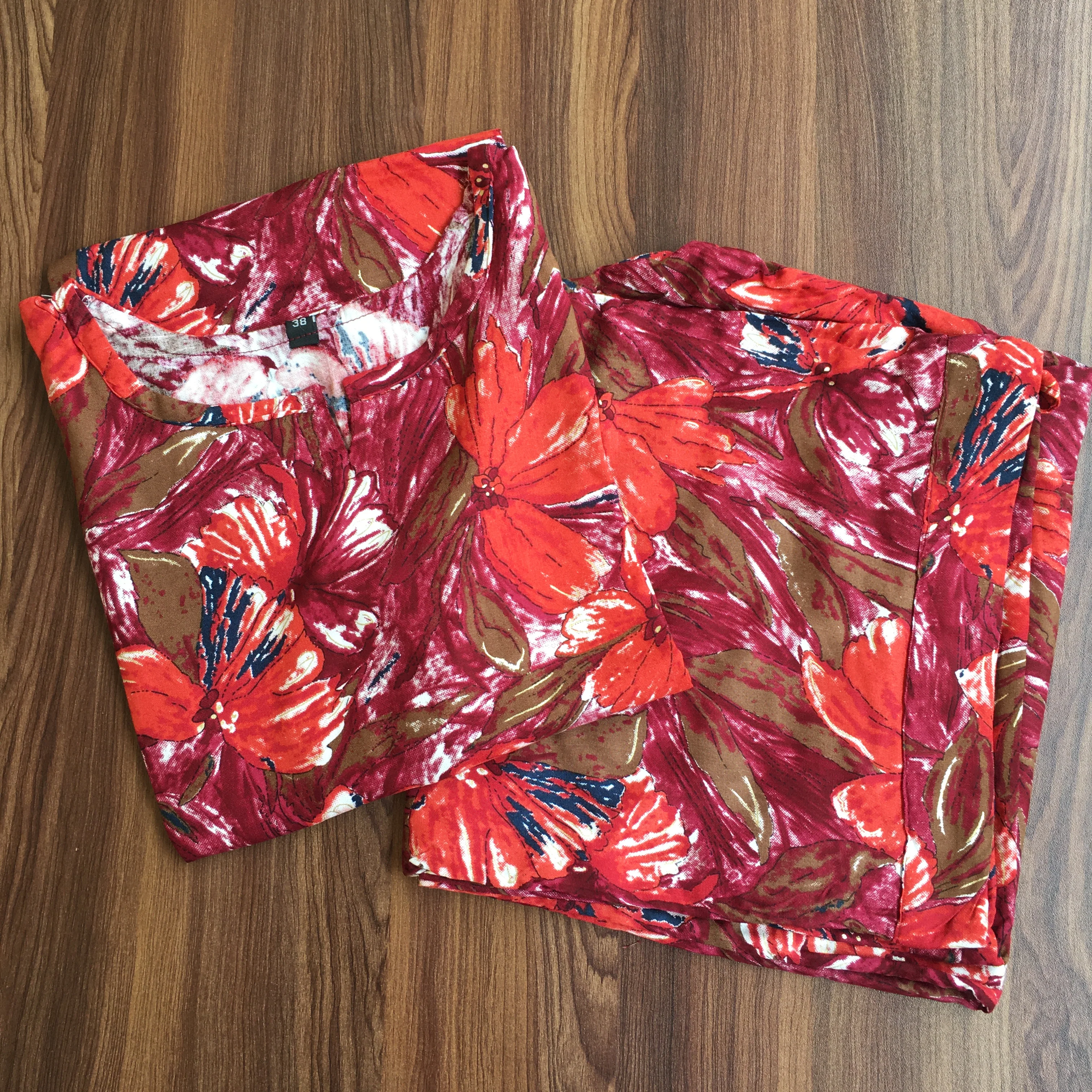 Floral Wine - Cord Set - Soft Rayon - Image 6