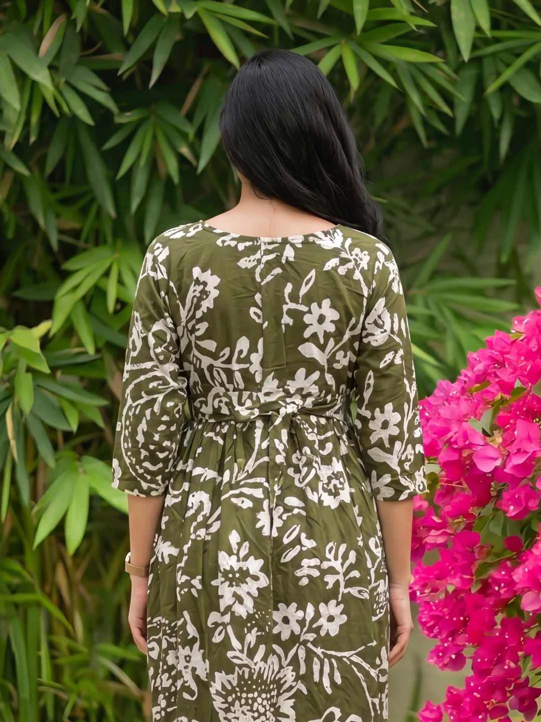 Florenza Green - Maternity Dress with Feeding Zips - Soft Rayon - Image 11