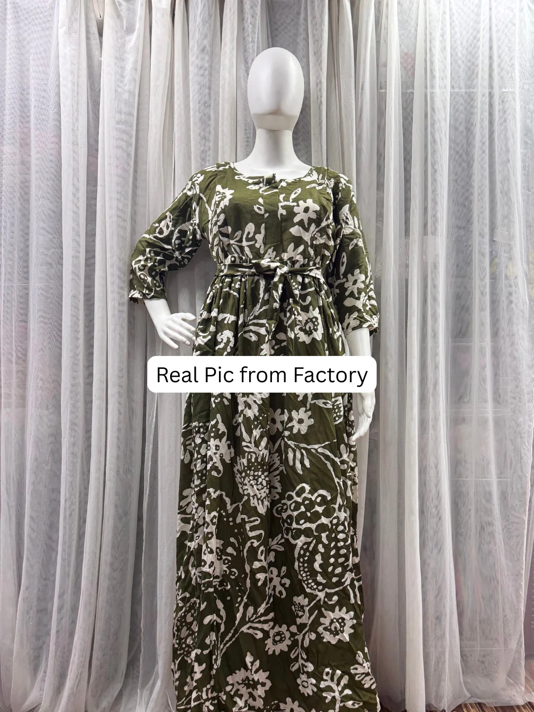 Florenza Green - Maternity Dress with Feeding Zips - Soft Rayon - Image 9