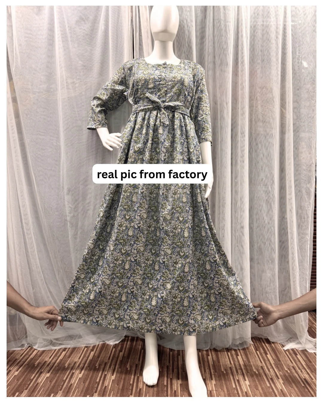 Green Blue Forrest - Maternity Kurti with Feeding Zips - Cotton Flex - Thicker Fabric - Image 3