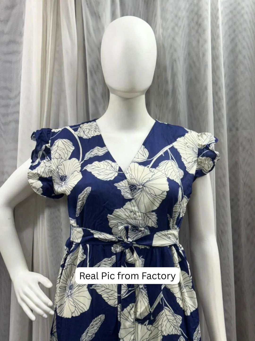 Hibiscus Blue - Sleevless Midi Dress - Soft Rayon - Image 8