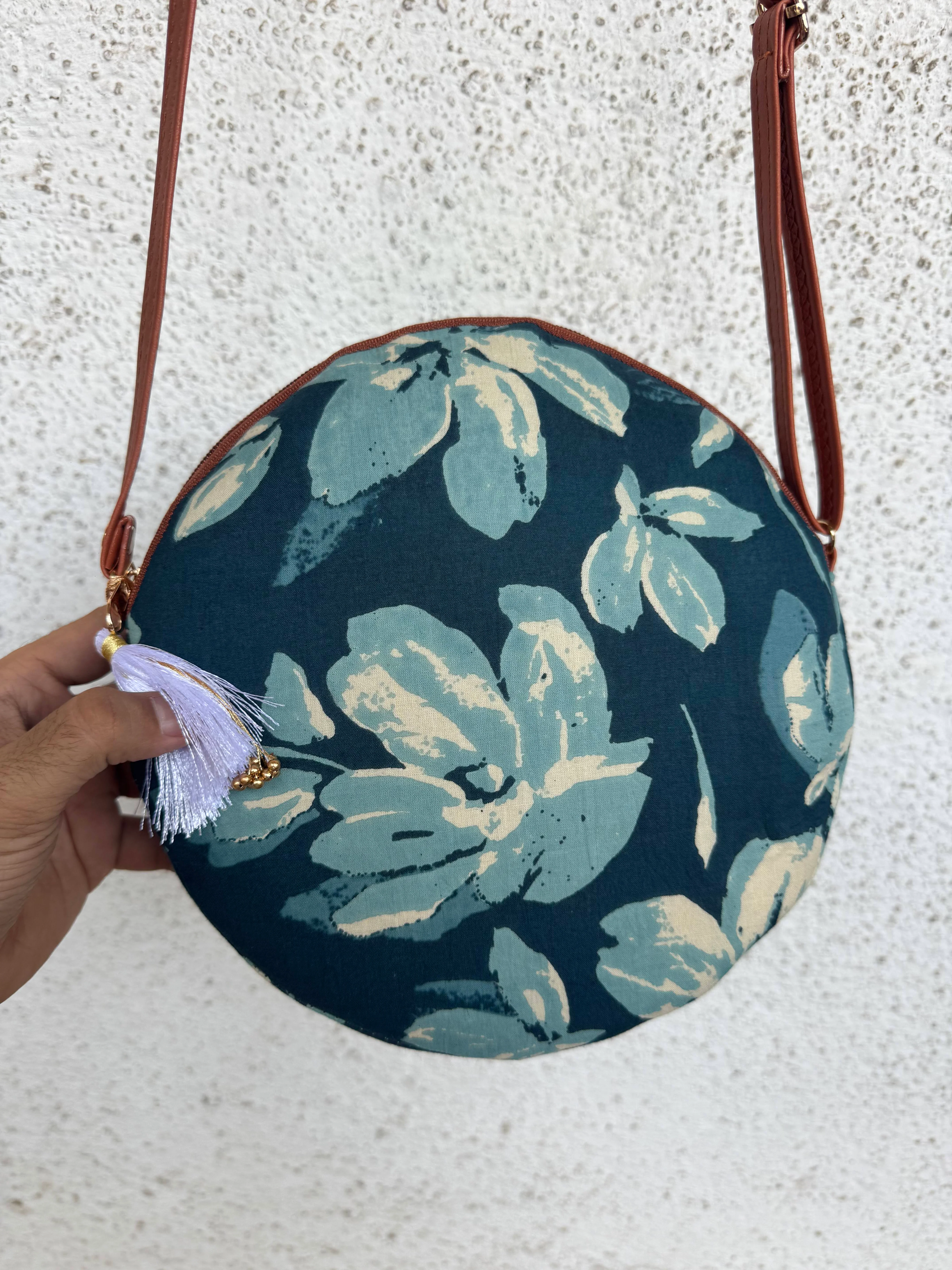Jasmine Peacock Blue Colour - Cute Round Sling bag - Image 3