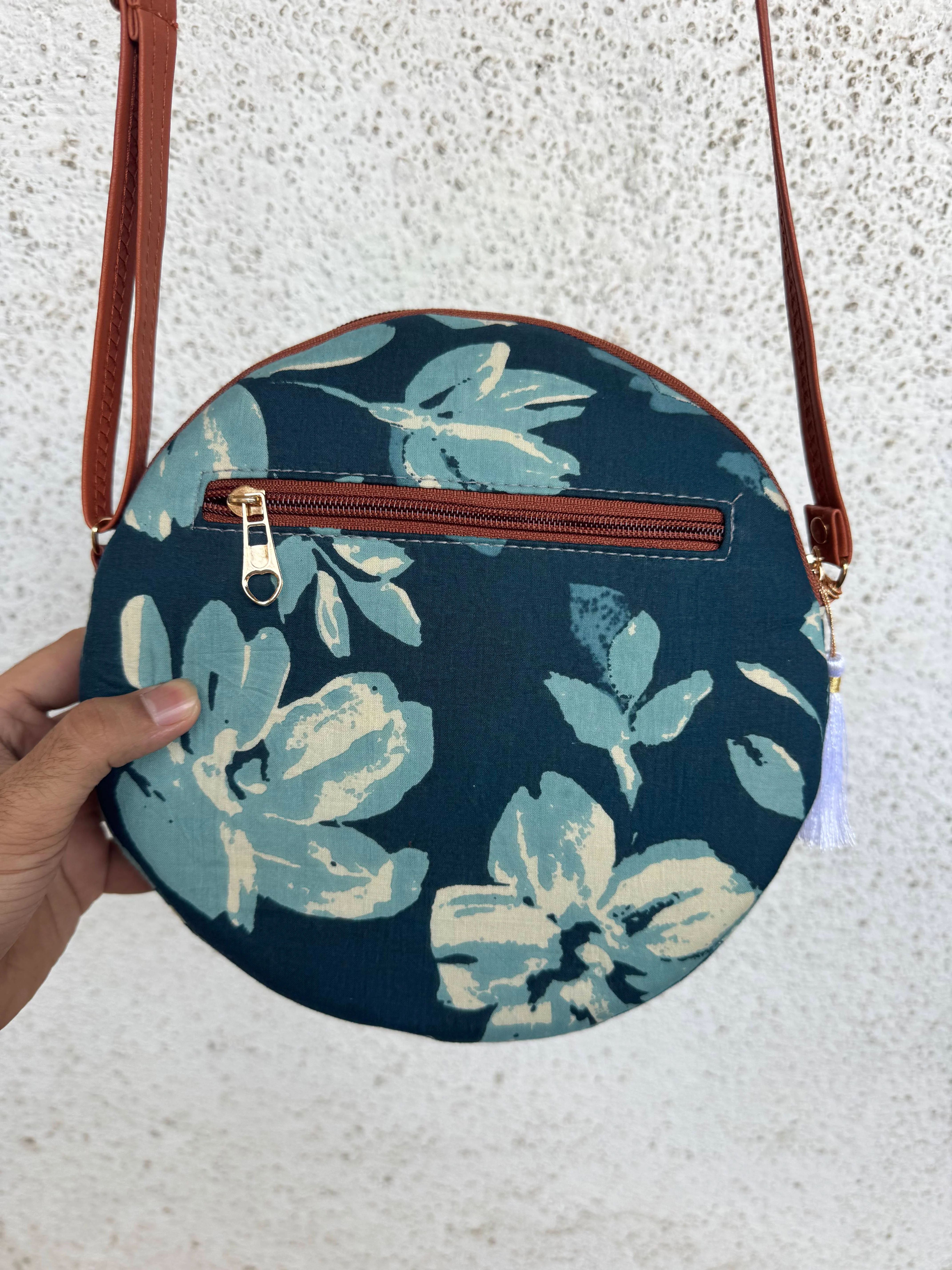 Jasmine Peacock Blue Colour - Cute Round Sling bag - Image 4