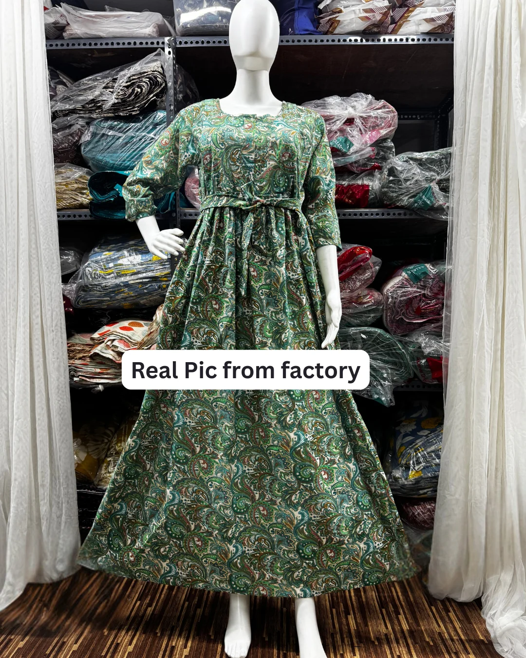 Keri - Sea Green - Maternity Kurti with Feeding Zips - Cotton Flex - Thicker Fabric - Image 2