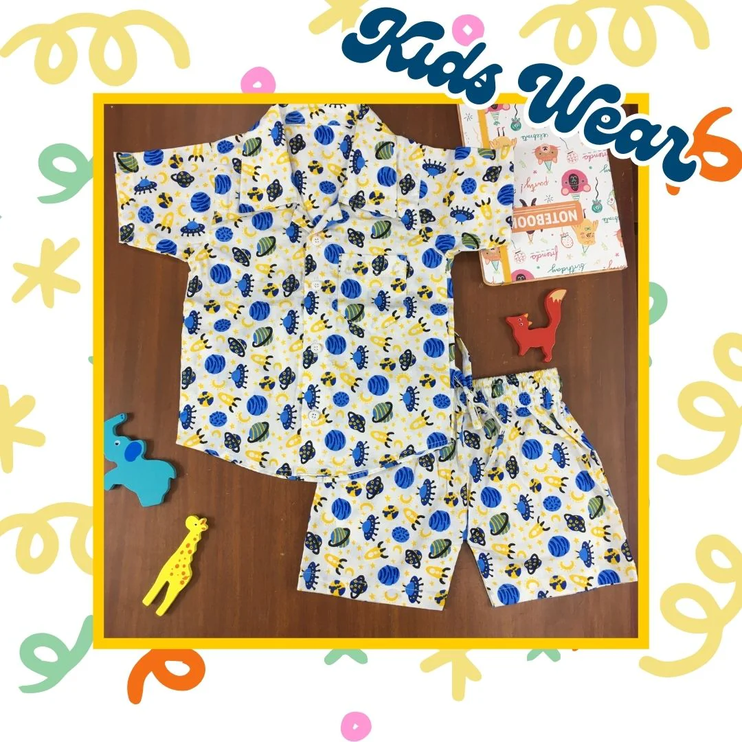 Kids Shirt & Short set - Blue Planet - Image 3