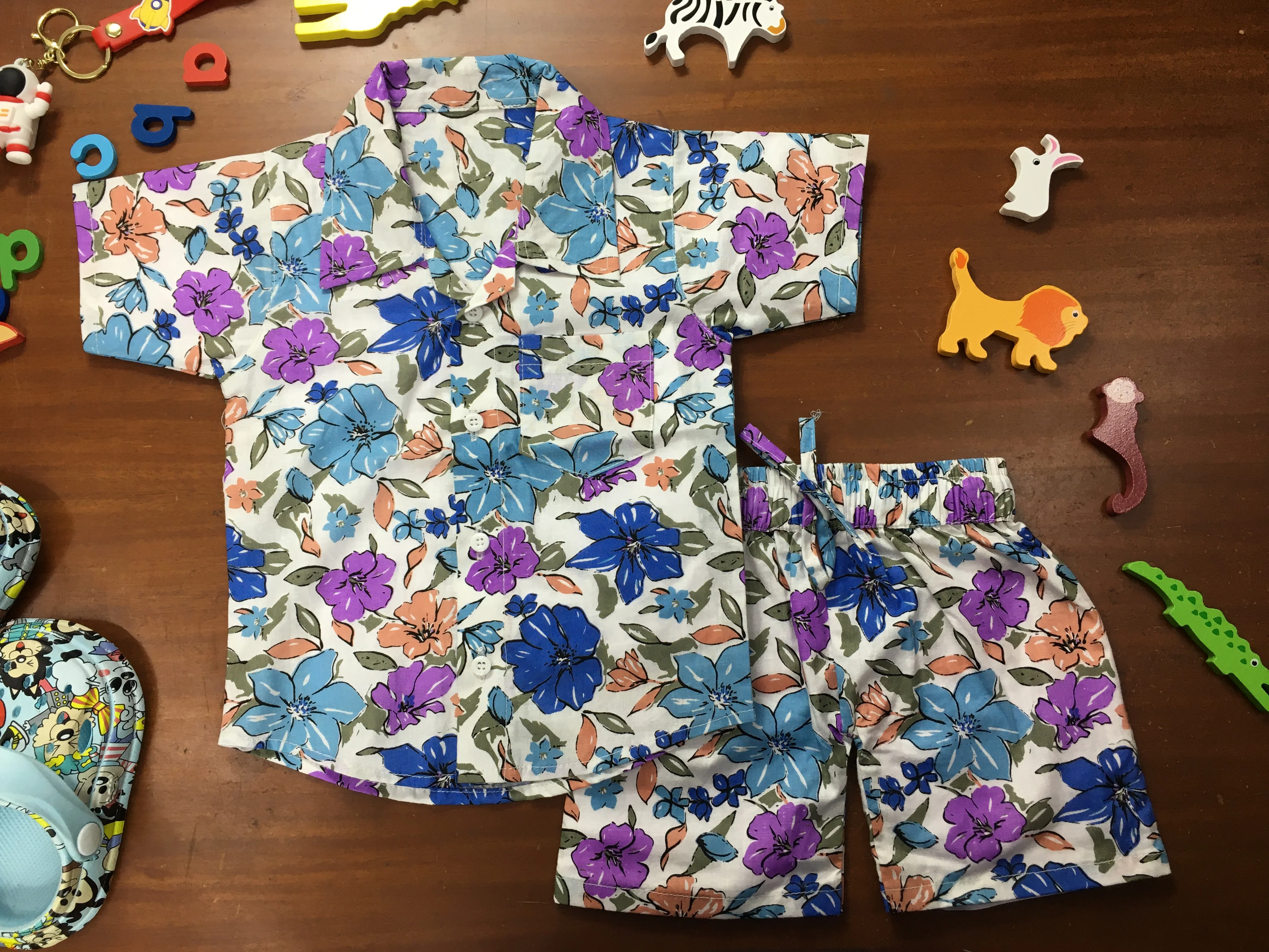 Kids Shirt & Short set - Magic Flower - Blue - Image 4