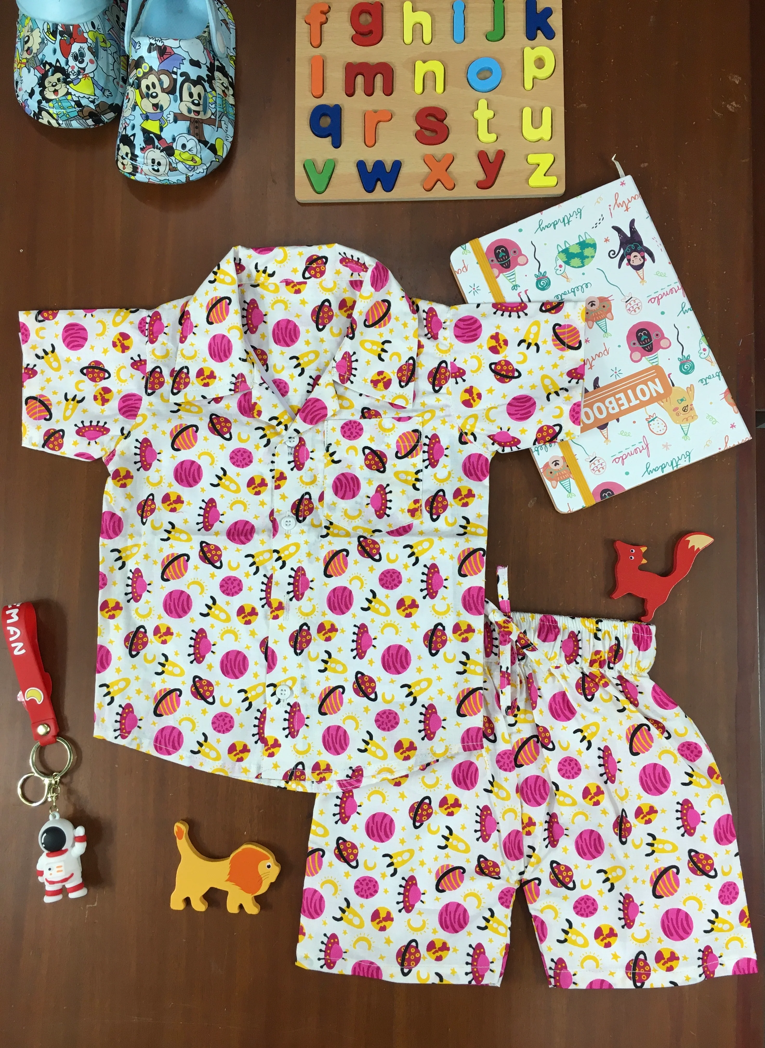 Kids Shirt & Short set - Pink Planets - Image 11