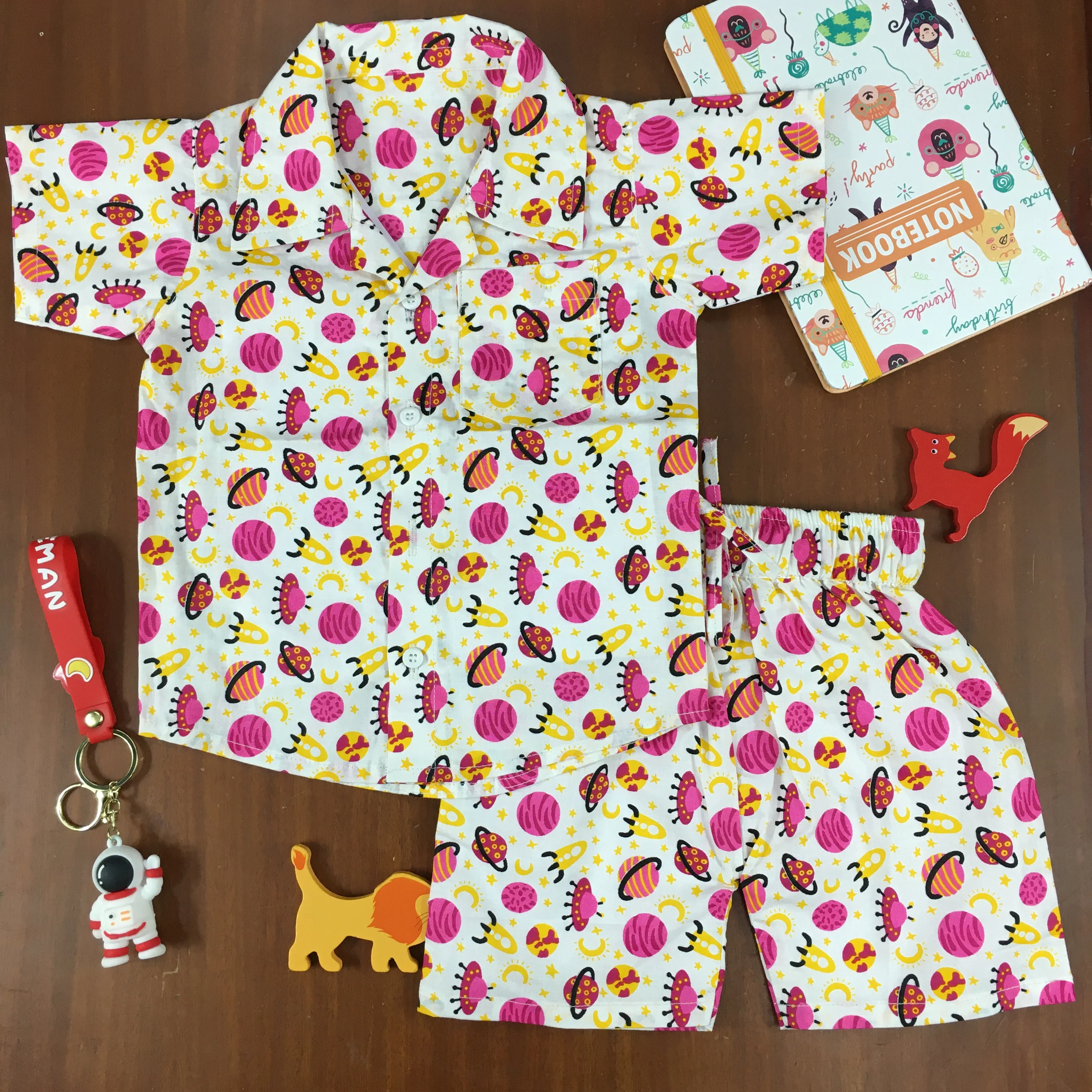 Kids Shirt & Short set - Pink Planets - Image 5