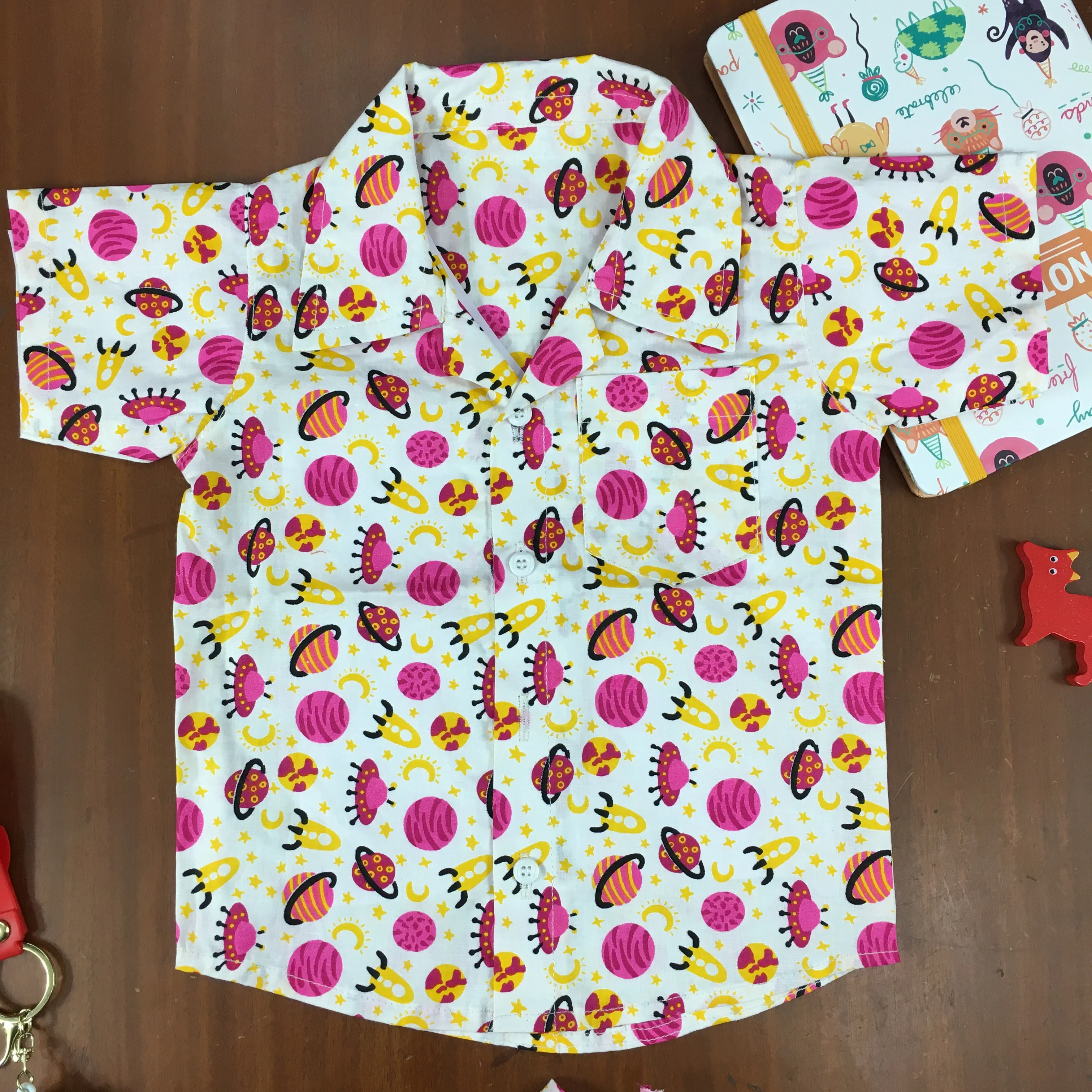 Kids Shirt & Short set - Pink Planets - Image 6