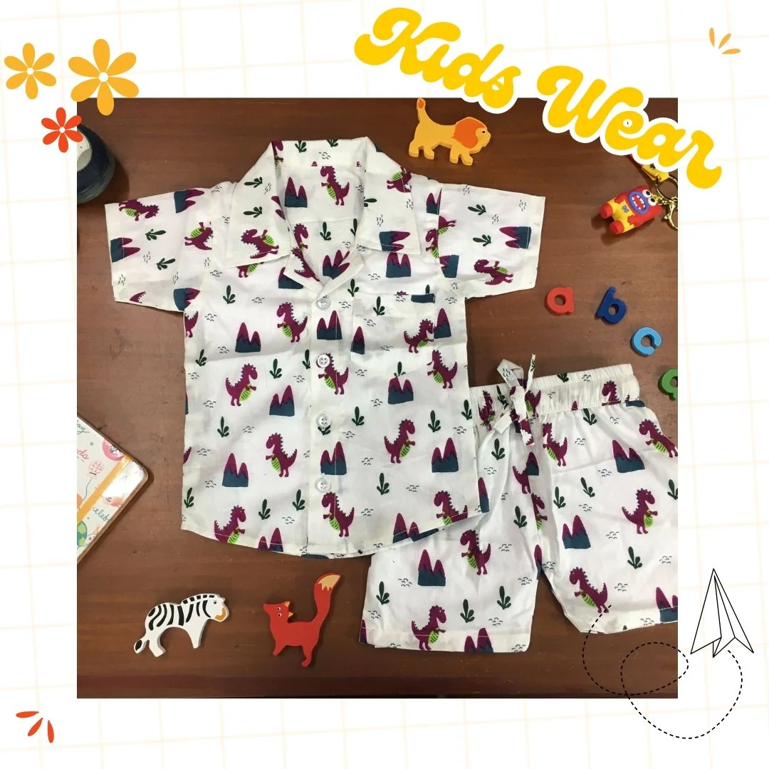 Kids Shirt & Short set - Purple Dainosaur - Image 3