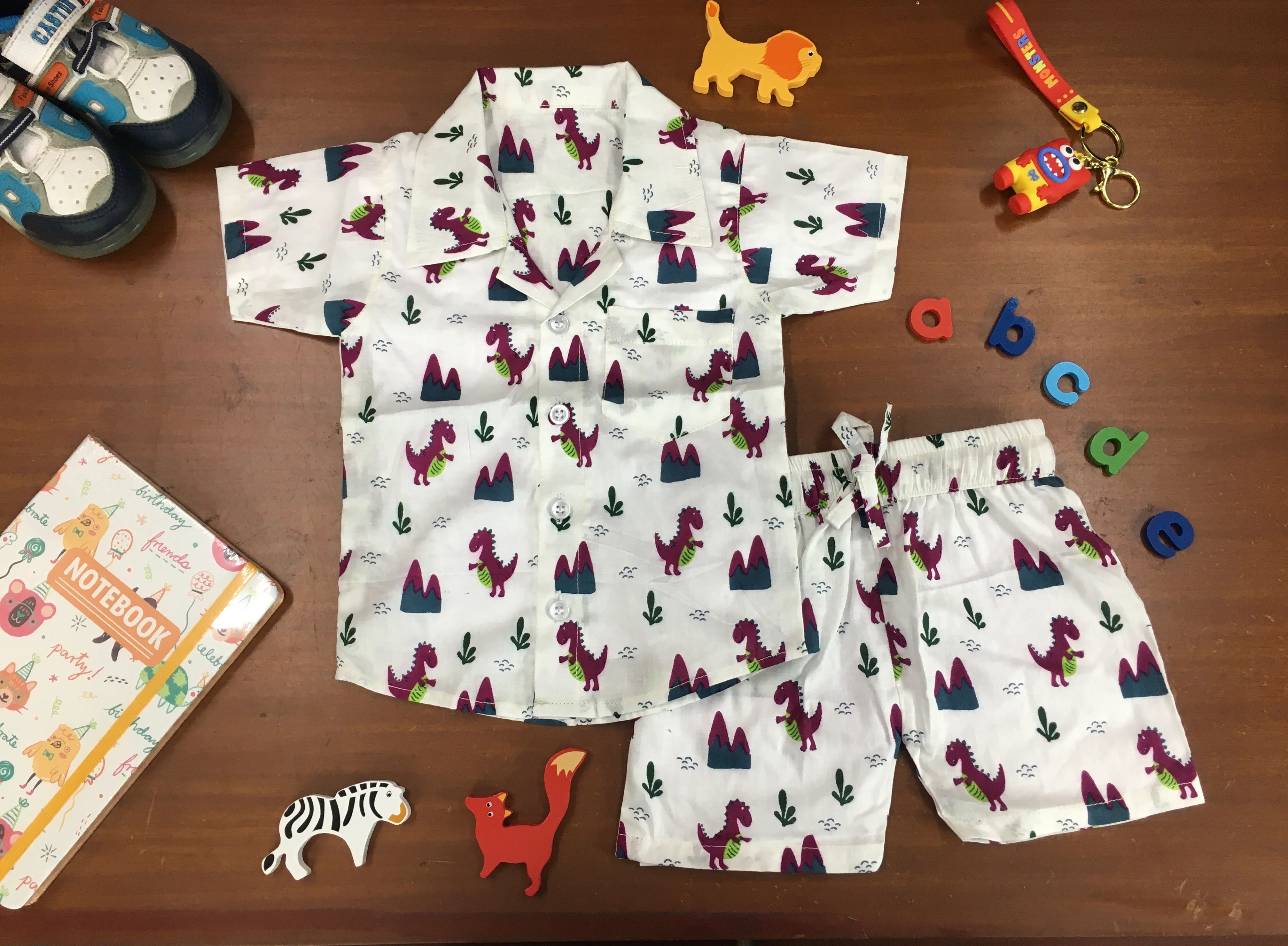 Kids Shirt & Short set - Purple Dainosaur - Image 4