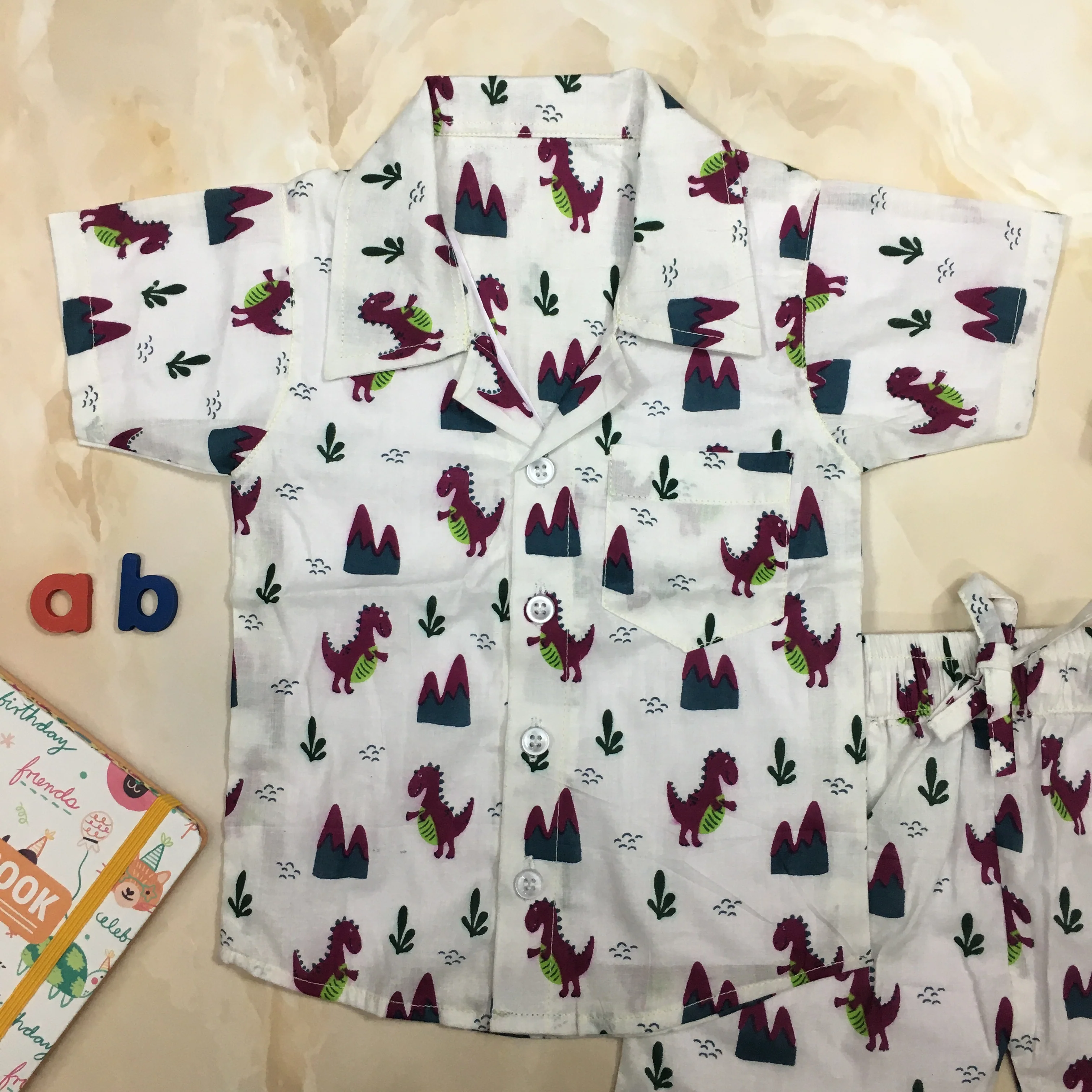 Kids Shirt & Short set - Purple Dainosaur - Image 5