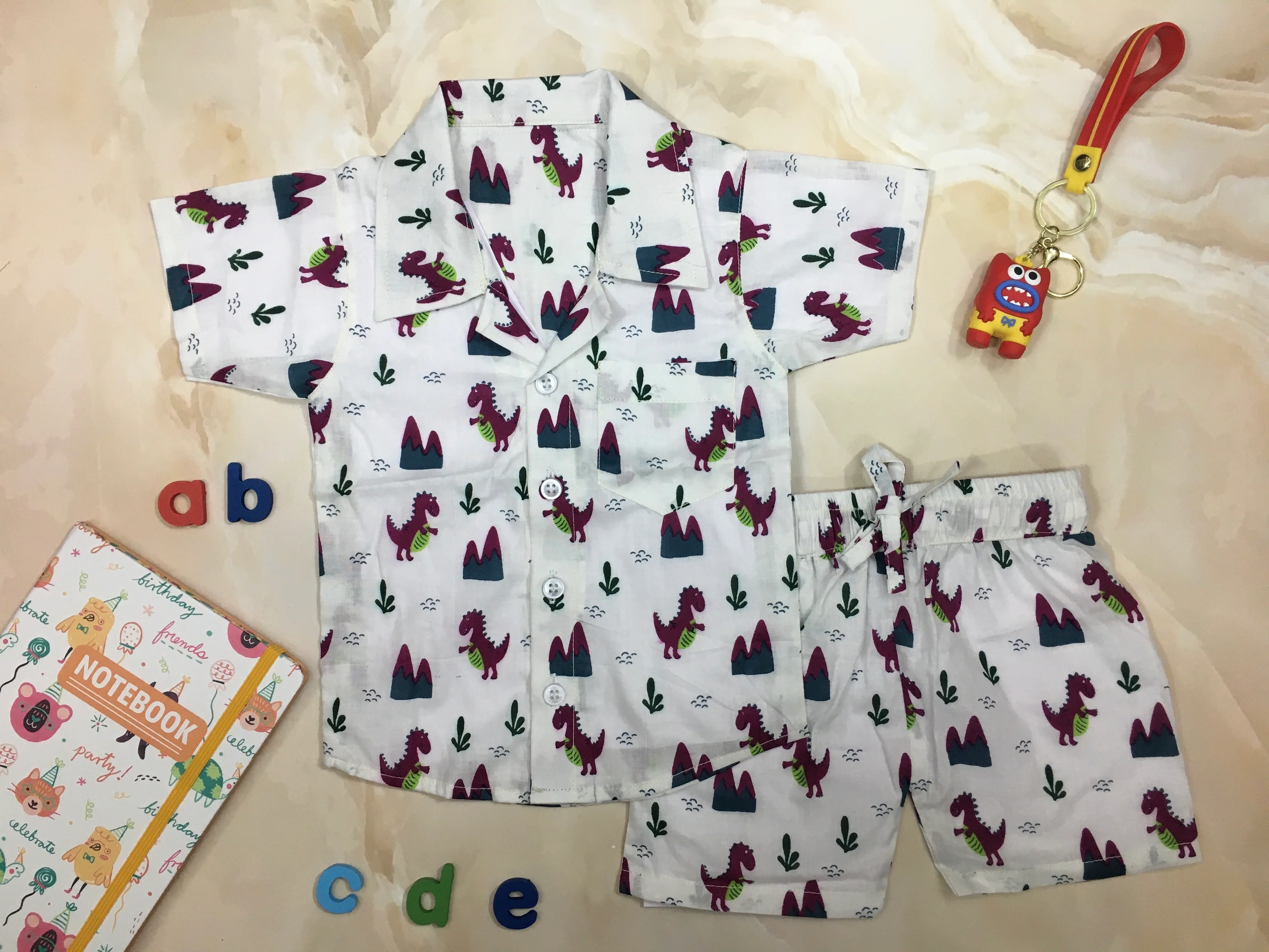 Kids Shirt & Short set - Purple Dainosaur - Image 7