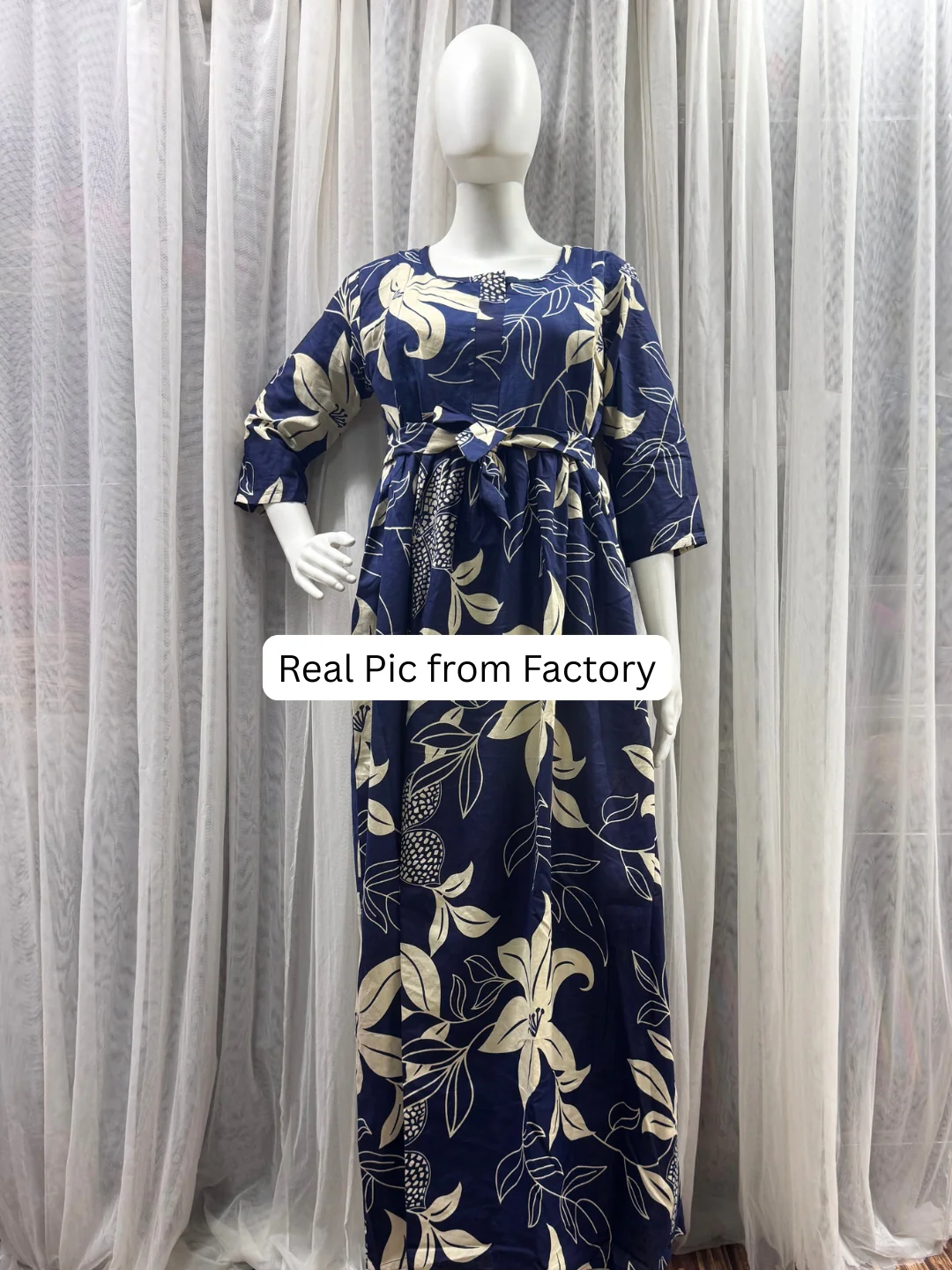 Lily Blue - Maternity Dress with Feeding Zips - Pure Cotton - Image 6