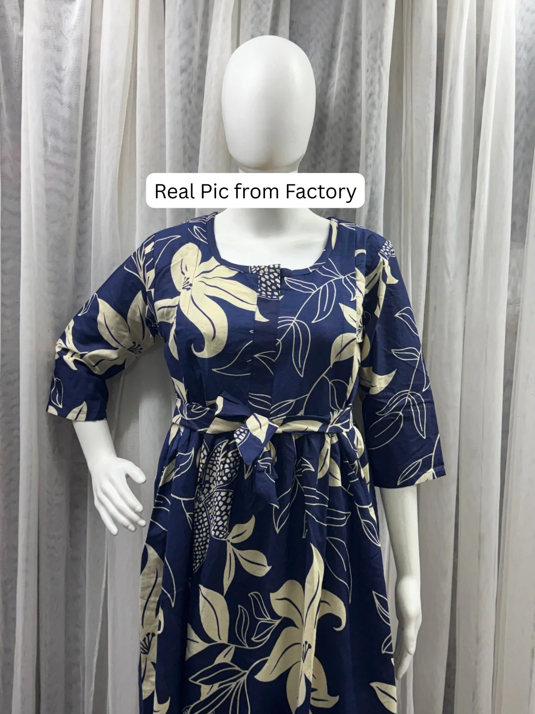 Lily Blue - Maternity Dress with Feeding Zips - Pure Cotton - Image 7