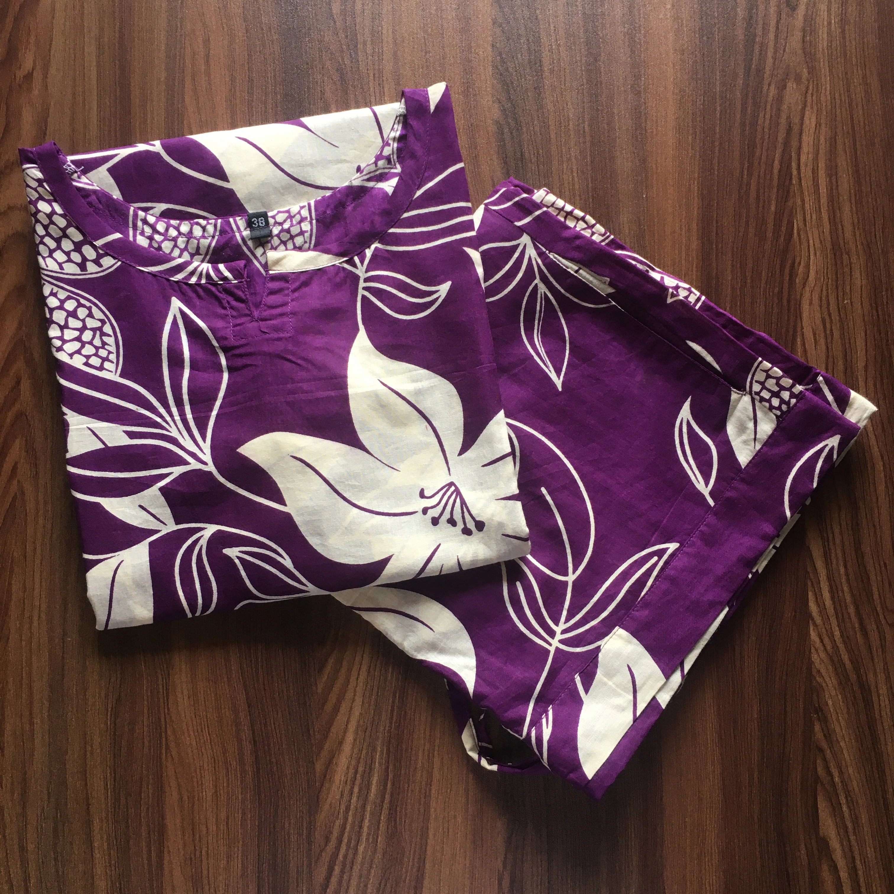 Lily Flower - Purple - Cord Set - Pure Cotton - Image 5