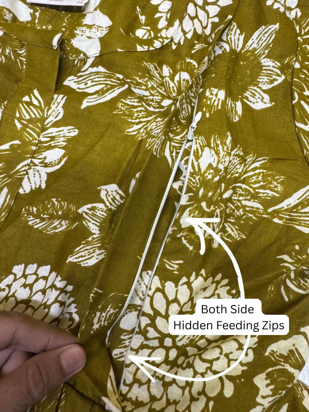 Marigold Mehendi - Maternity Dress with Feeding Zips - Pure Cotton - Image 3