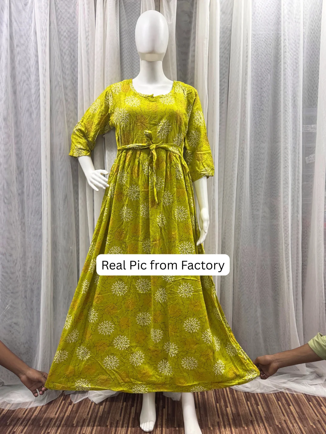 Marigold Rayon - Lemon White - Maternity Kurti with Feeding Zips - Soft Rayon - Image 6