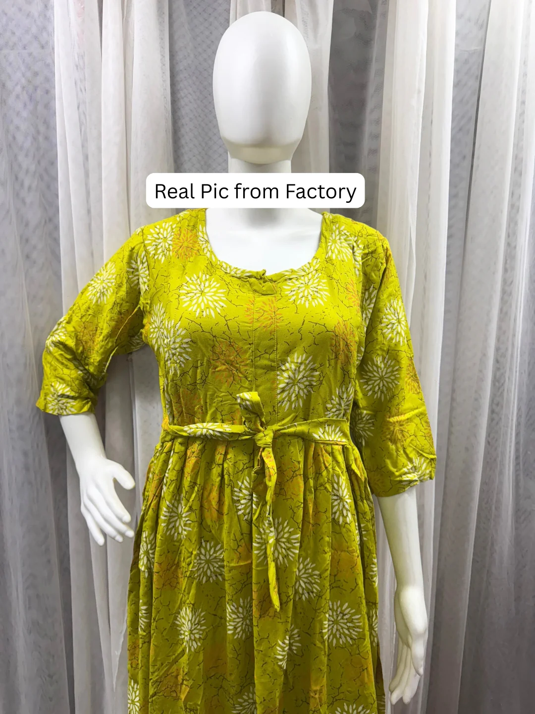Marigold Rayon - Lemon White - Maternity Kurti with Feeding Zips - Soft Rayon - Image 9
