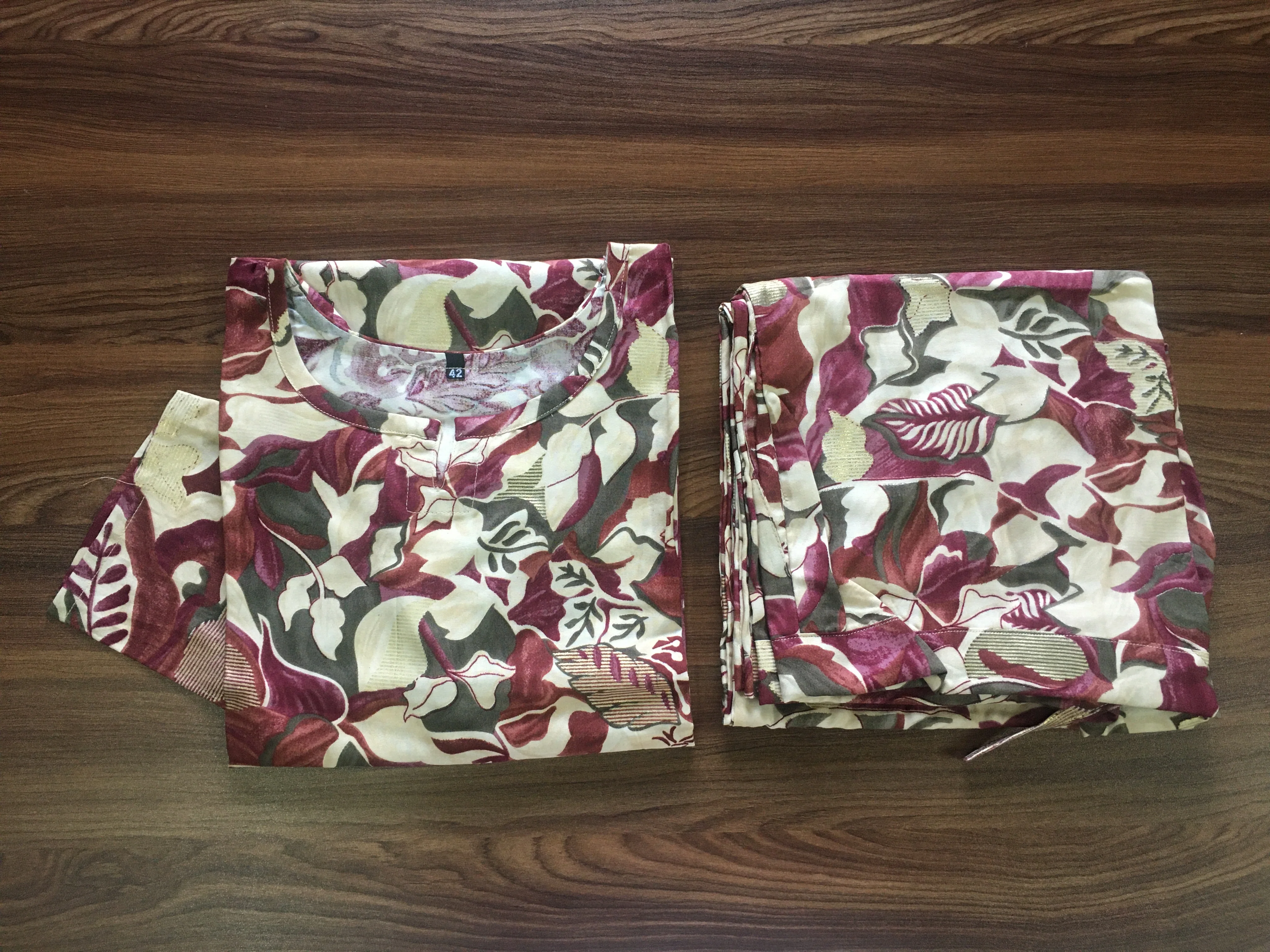 Maroon Off White - Cord Set - Soft Rayon - Image 3