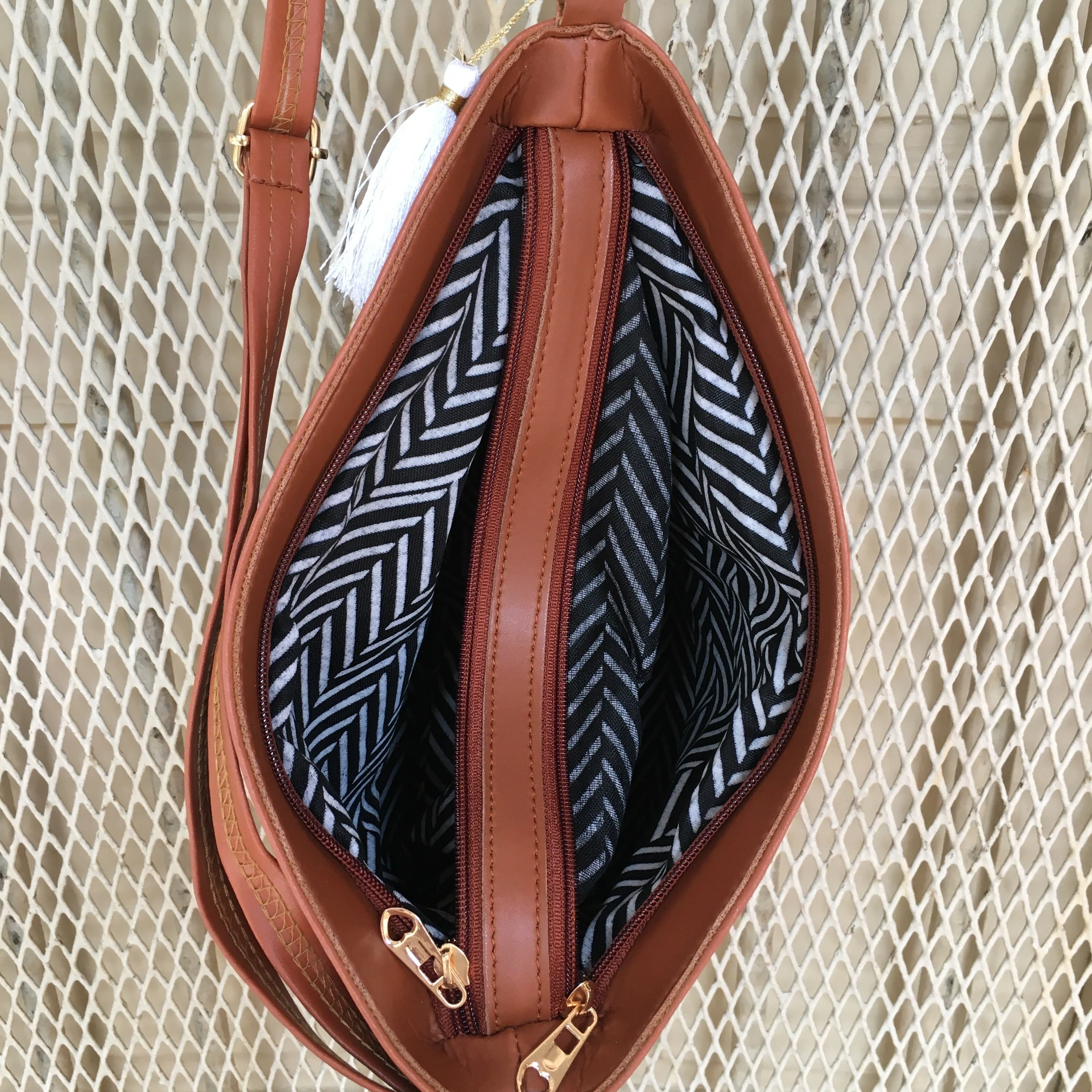 Minsk - 3 zip- Big size - Sling Bag - Ajrakh Maroon - Image 8