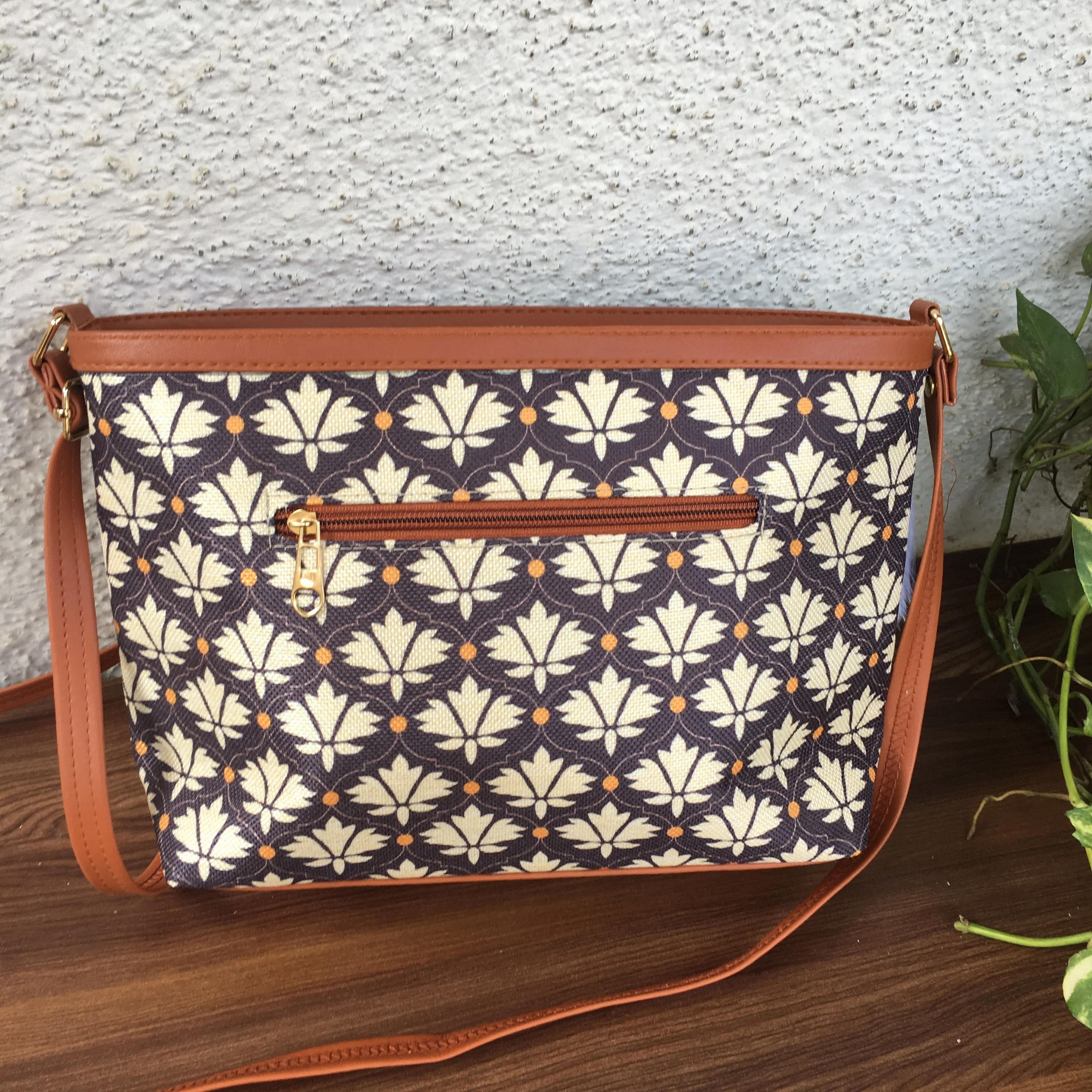 Minsk - 3 zip- Big size - Sling Bag - Black White Flower - Image 8