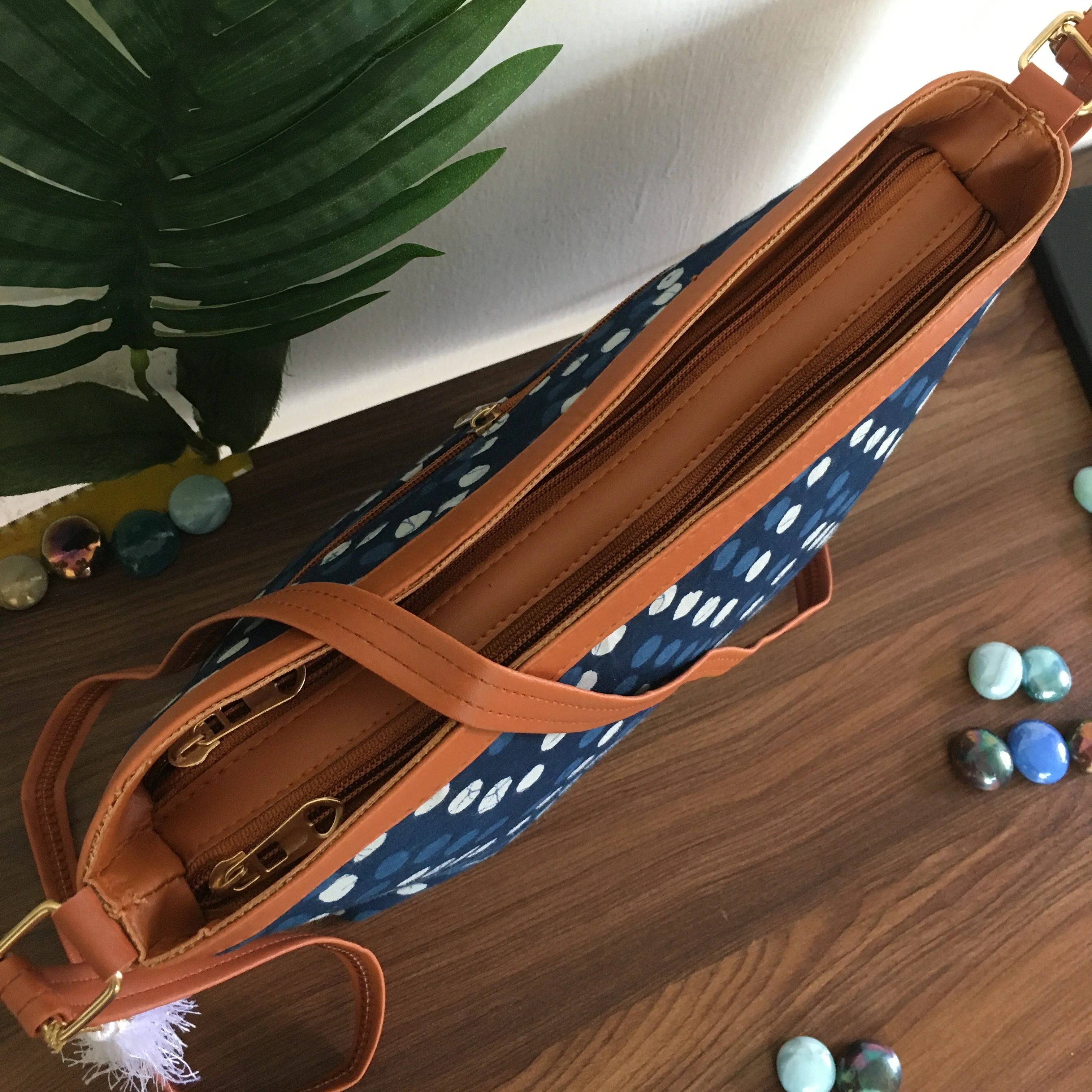 Minsk - 3 zip- Big size - Sling Bag - Blue Polka - Image 6