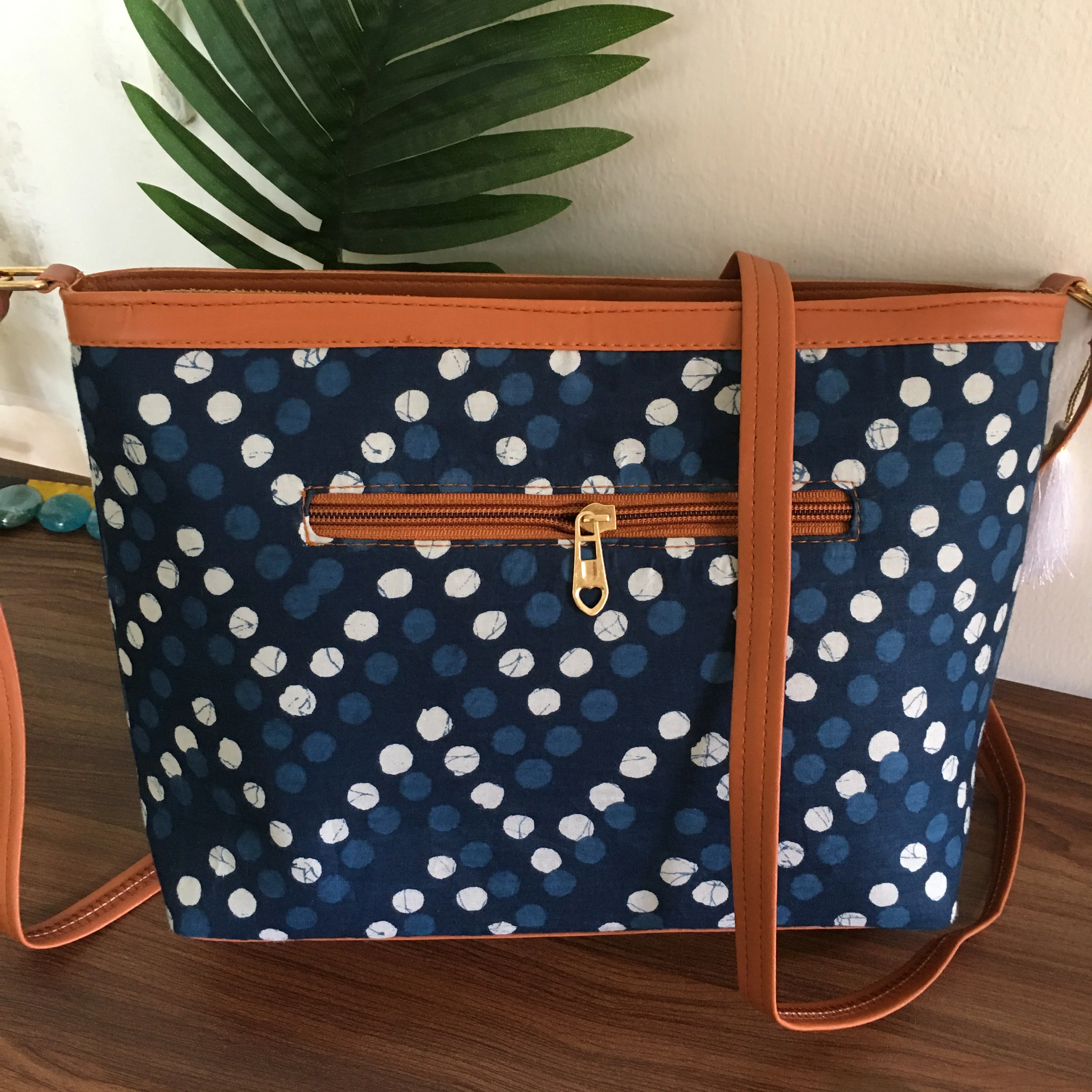 Minsk - 3 zip- Big size - Sling Bag - Blue Polka - Image 7