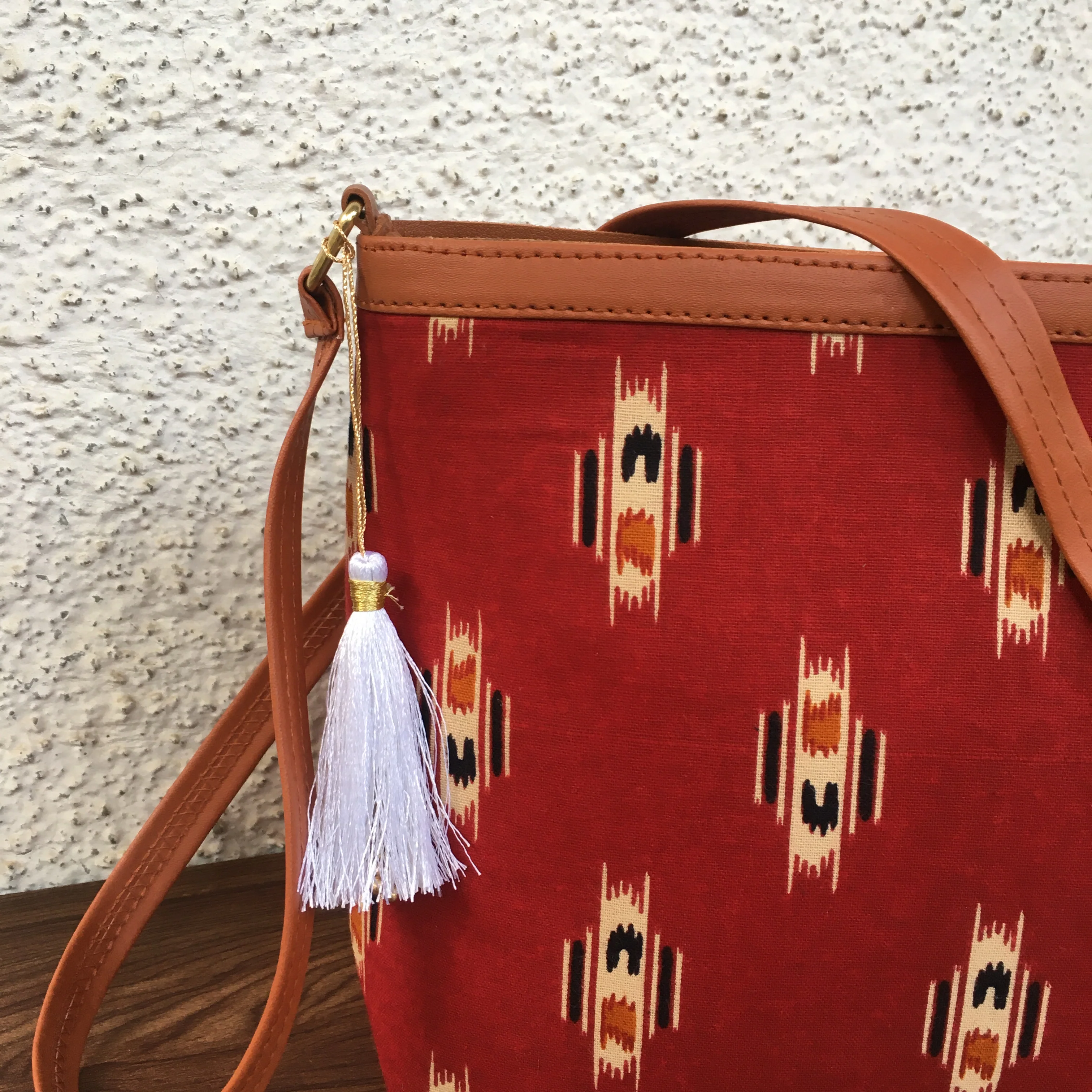 Minsk - 3 zip- Big size - Sling Bag - Maroon Black Ajrakh - Image 4