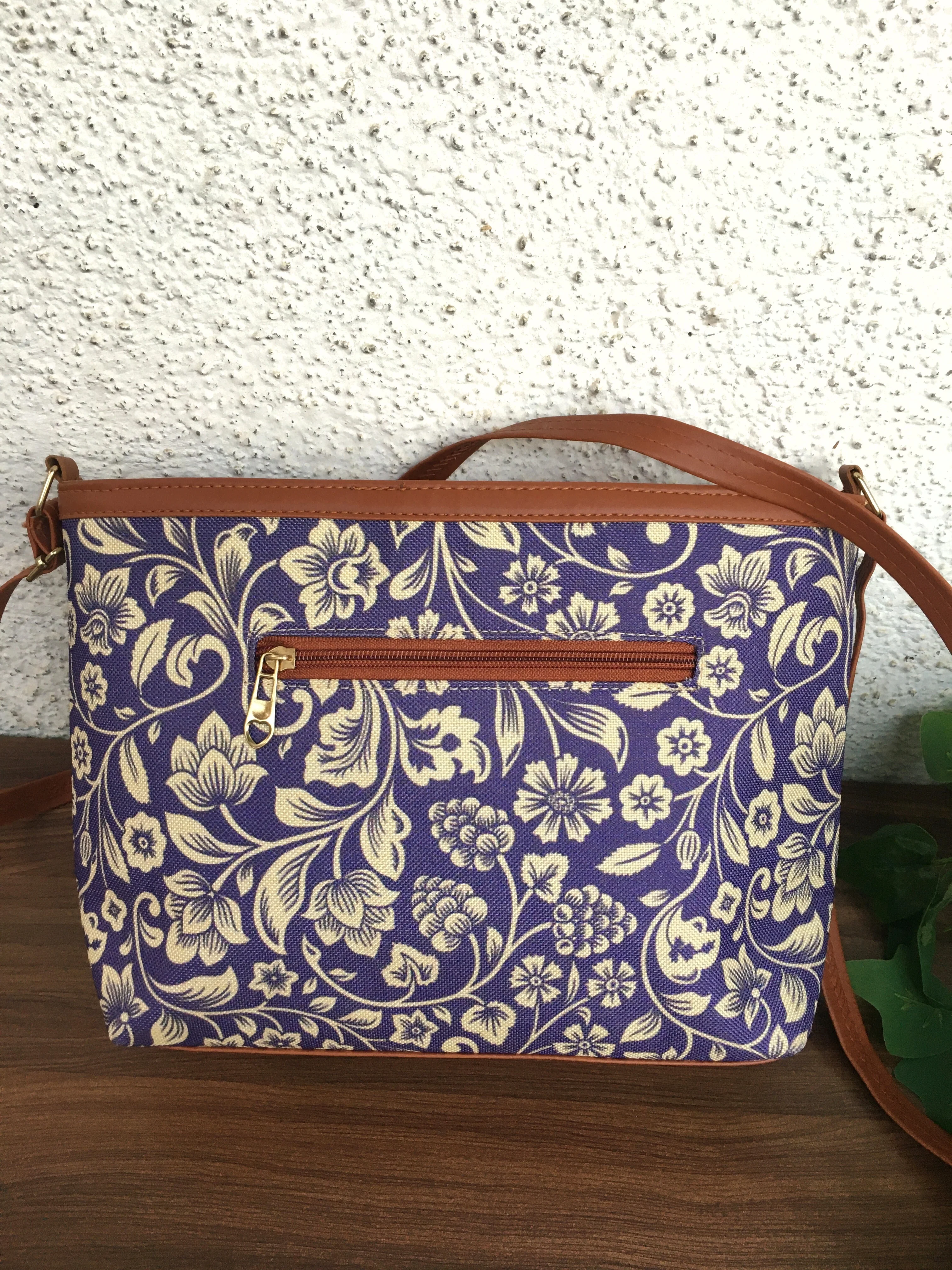Minsk - 3 zip- Big size - Sling Bag - Voilet Flower - Image 3