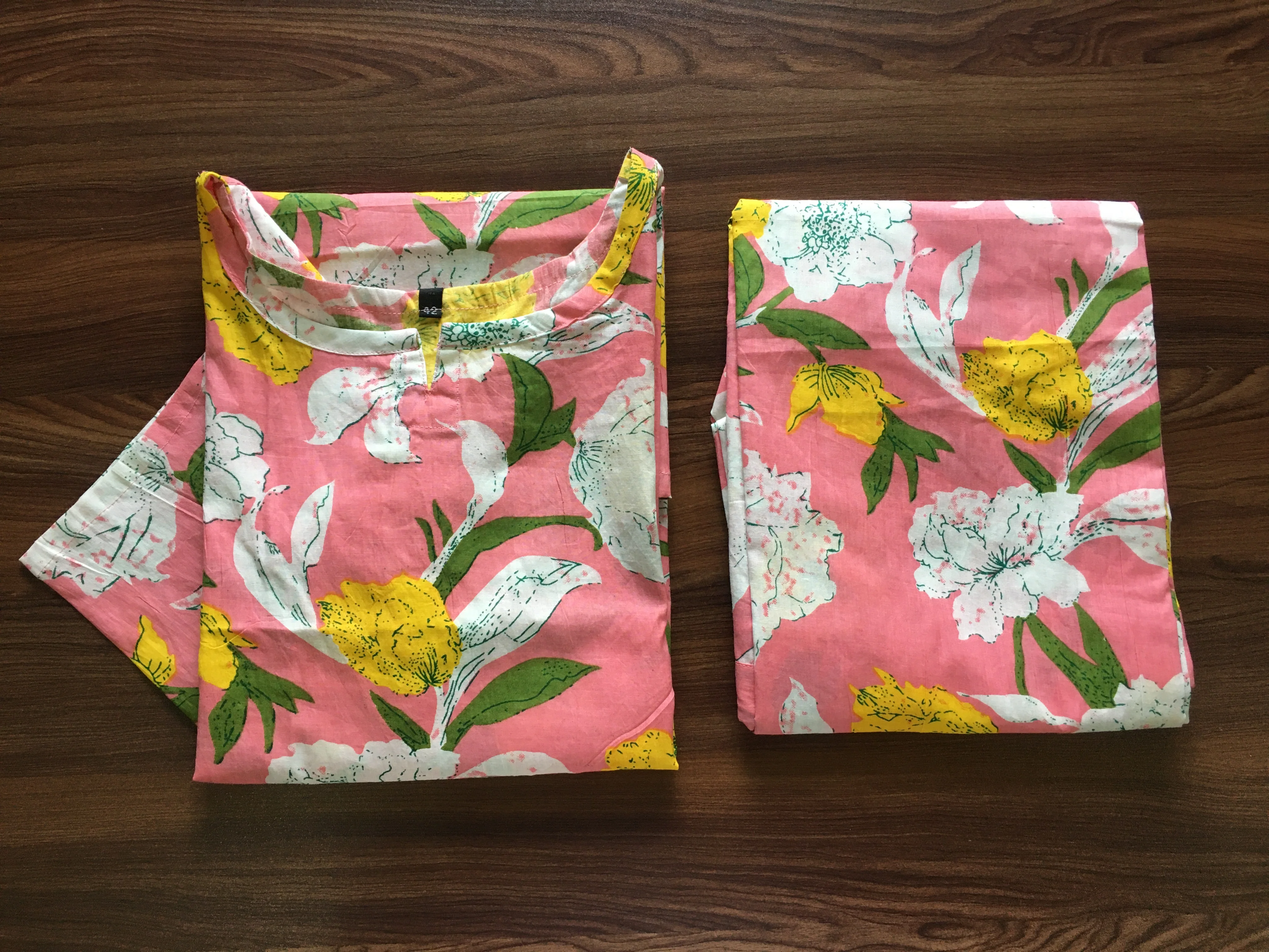 Mix Flower - Baby Pink - Cord Set - Pure Cotton - Image 5