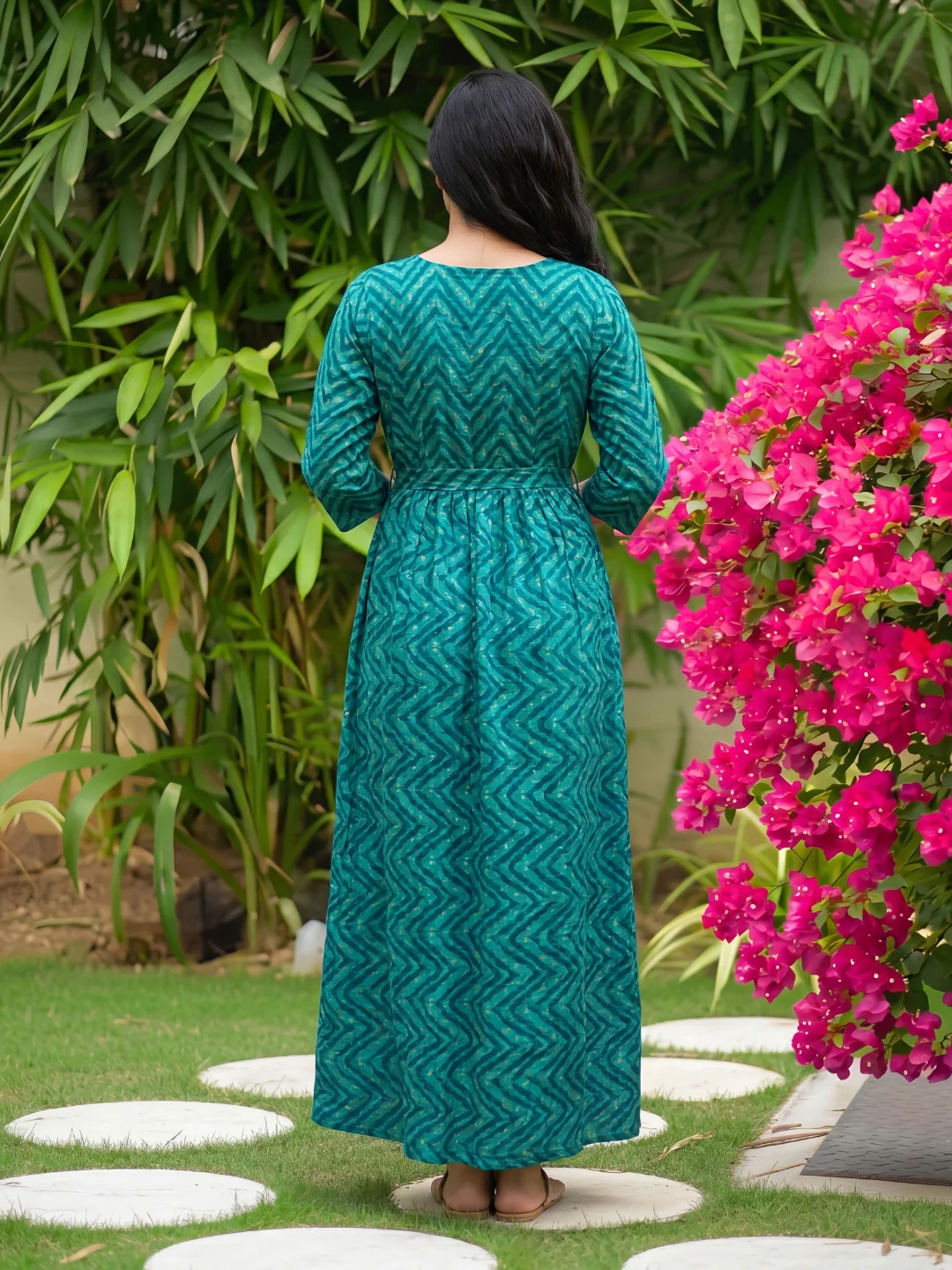 Peacock Bandhani Zigzag - Maternity Kurti with Feeding Zips - Soft Rayon - Image 8