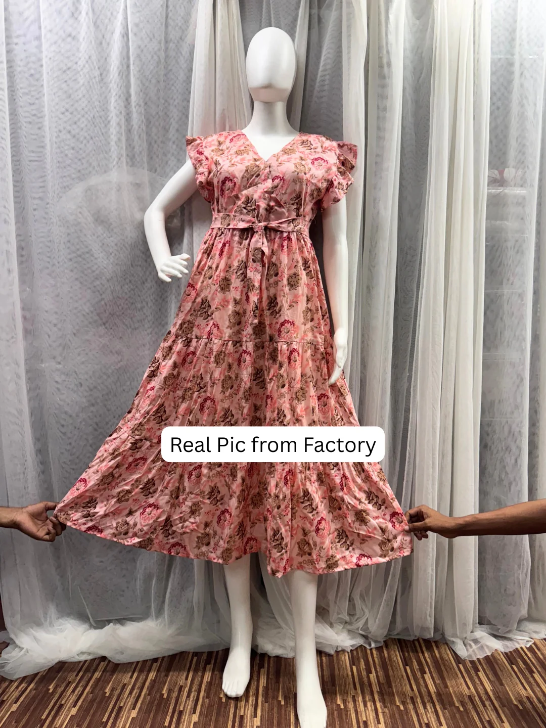 Pink Grey Flower - Sleevless Midi Dress - Soft Rayon - Image 8