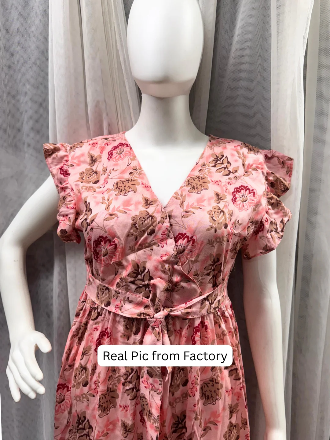 Pink Grey Flower - Sleevless Midi Dress - Soft Rayon - Image 9
