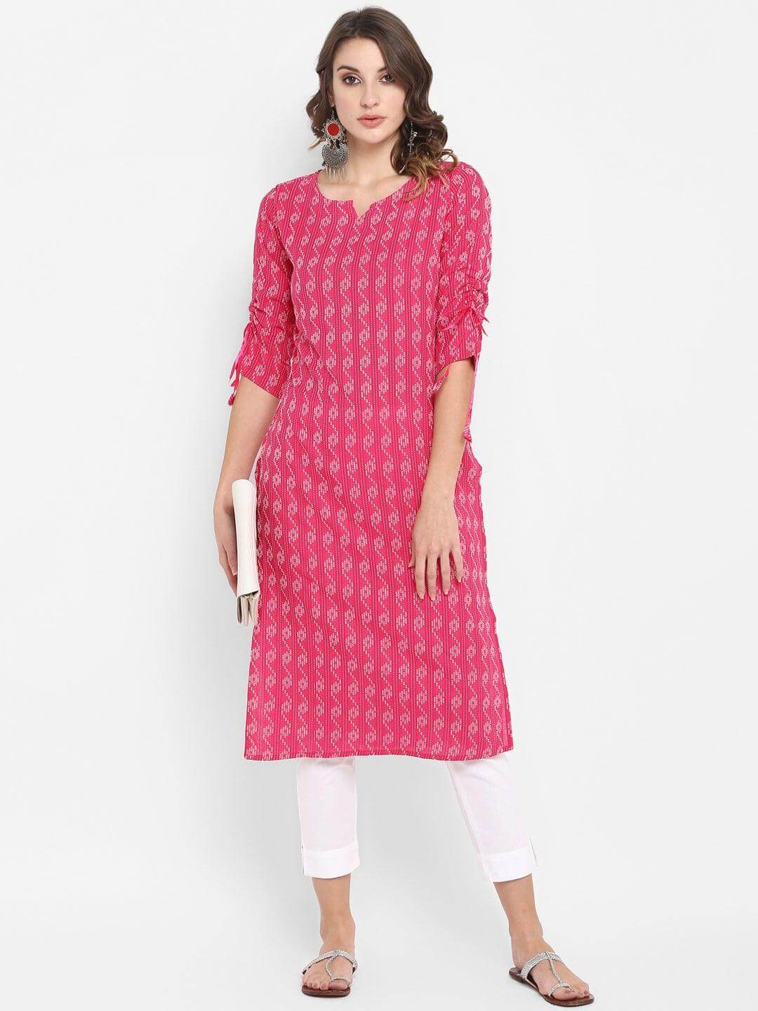 Raani Katha Cotton Kurti- Knee Length - 3405 - Image 4